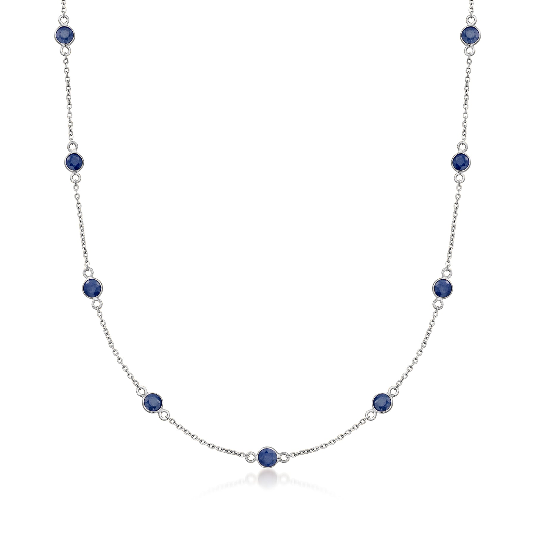 Ross-Simons Sapphire Station Necklace in Sterling Silver