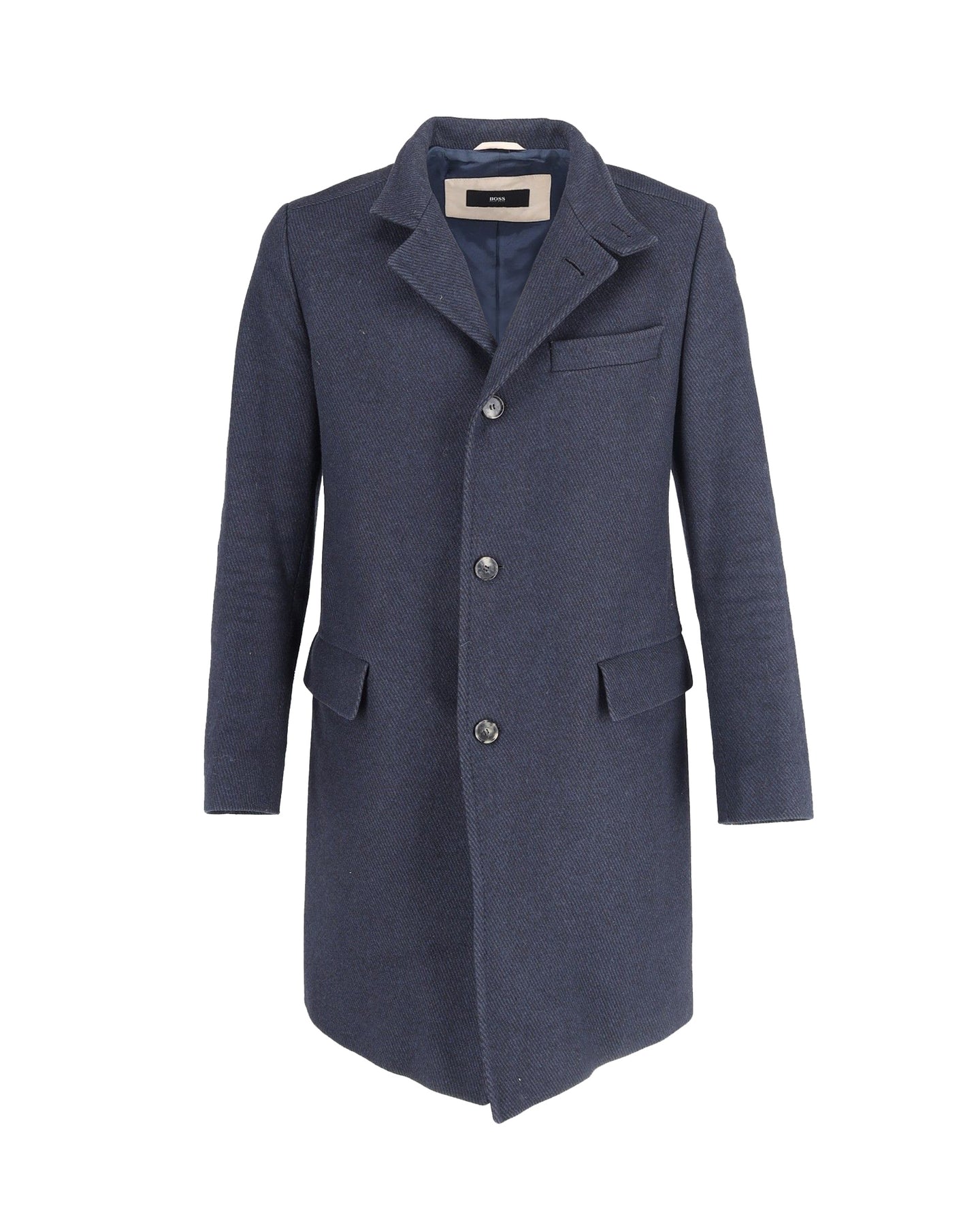Hugo Boss Slim Fit Coat in Navy Viscose
