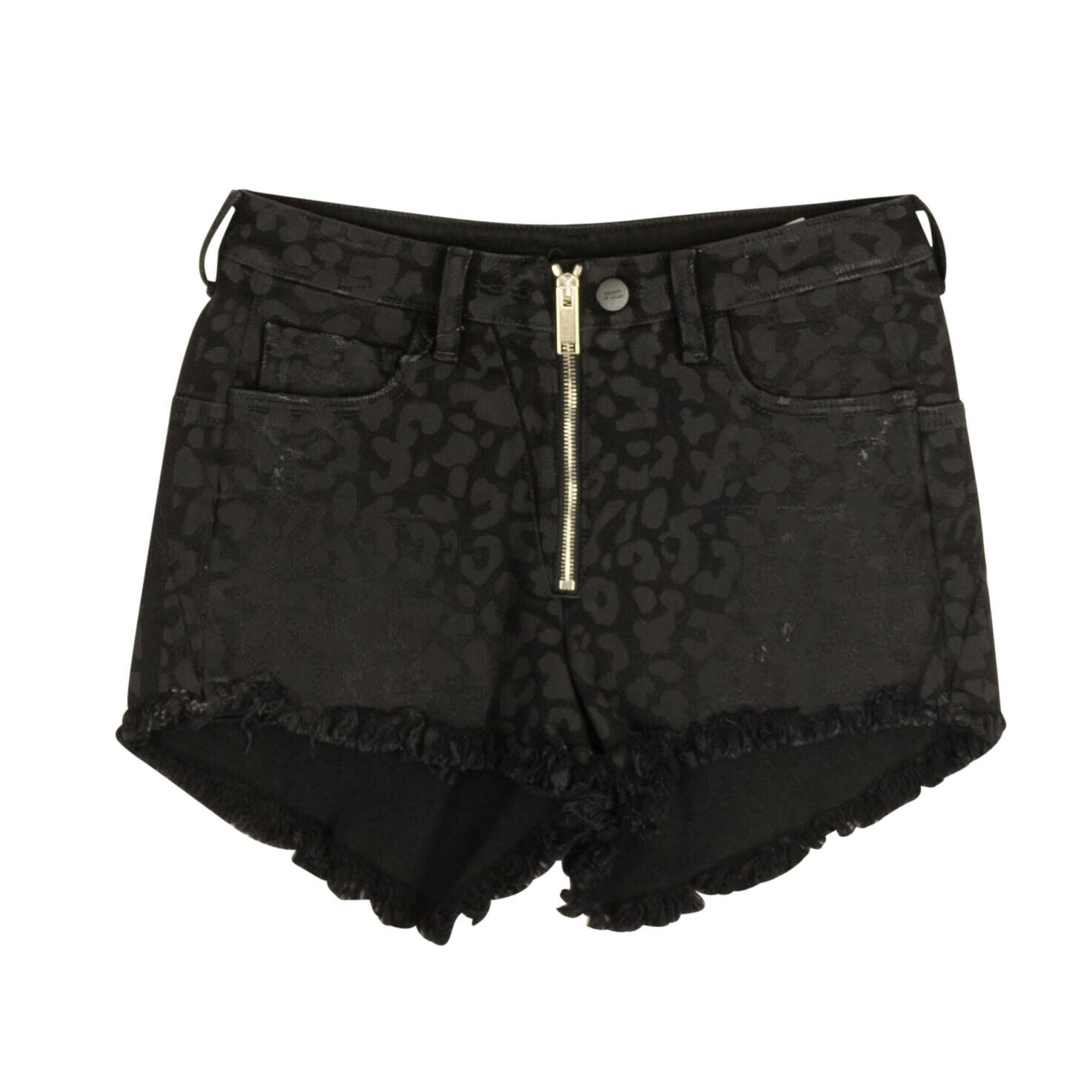 Marcelo Burlon Leopard Print Denim Shorts - Black