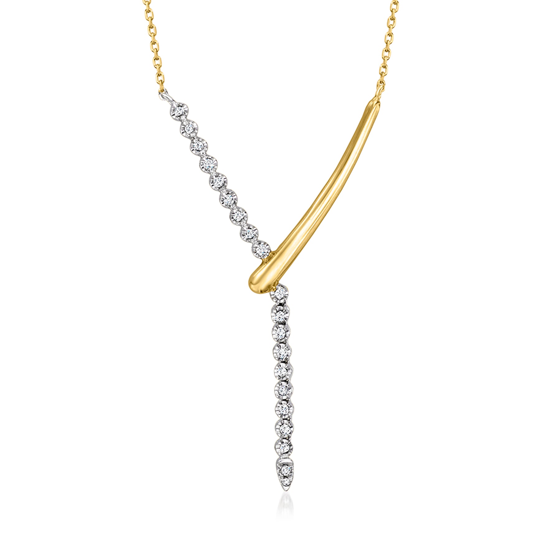 Ross-Simons Diamond Y-Necklace in 2-Tone Sterling Silver