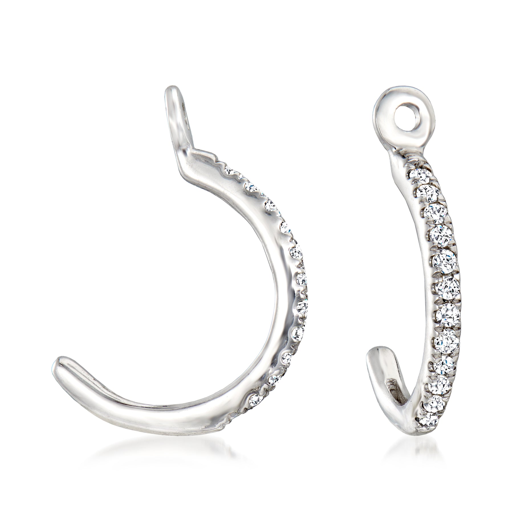 Ross-Simons Diamond C-Hoop Earring Jackets in 14kt White Gold