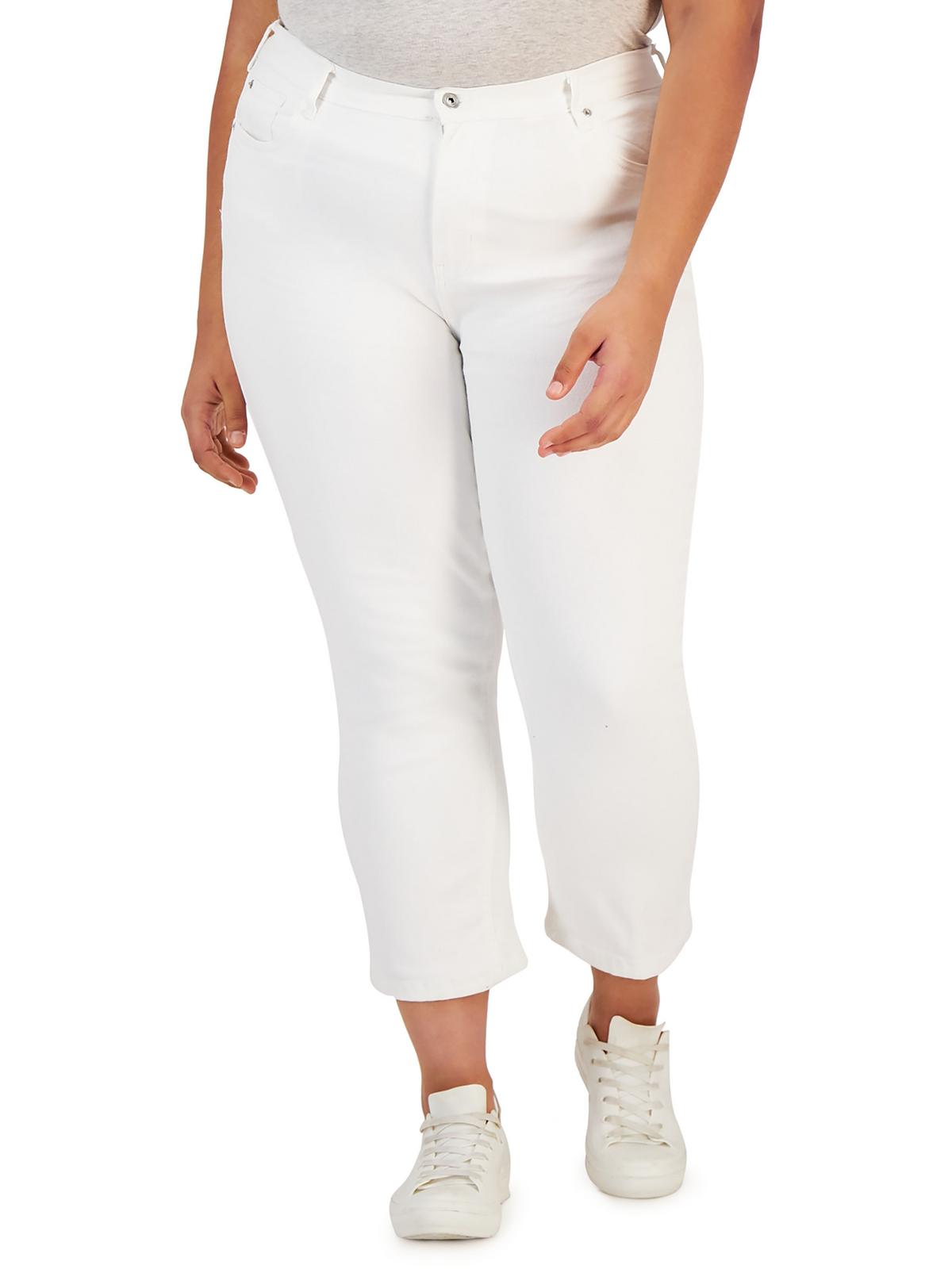 Plus The Retro Womens Denim Mid-Rise Straight Leg Jeans