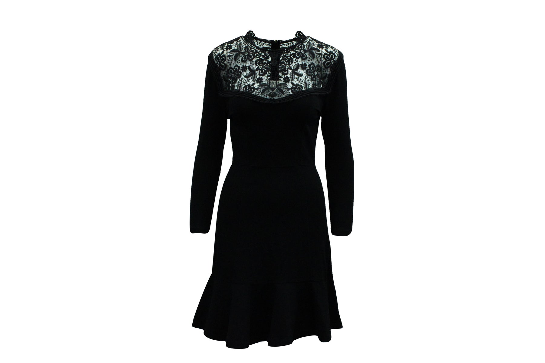 Erdem Short Dress With Lace Panel in Black Viscose 7833197641788