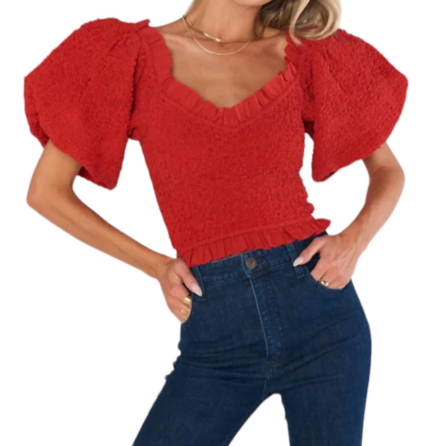 Rom Com Top In Red 7704765792316