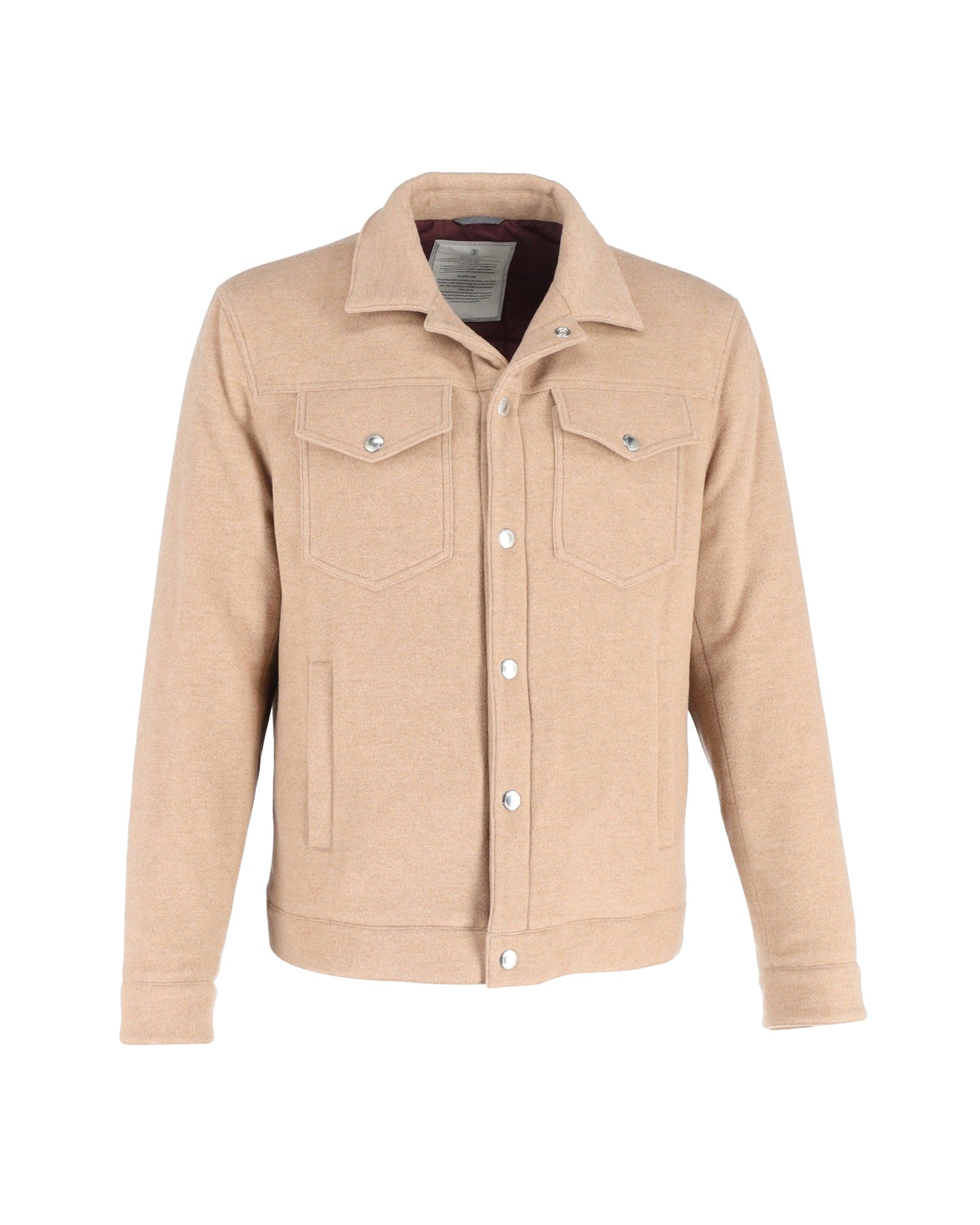 Brunello Cucinelli Trucker Jacket in Beige Wool and Cashmere