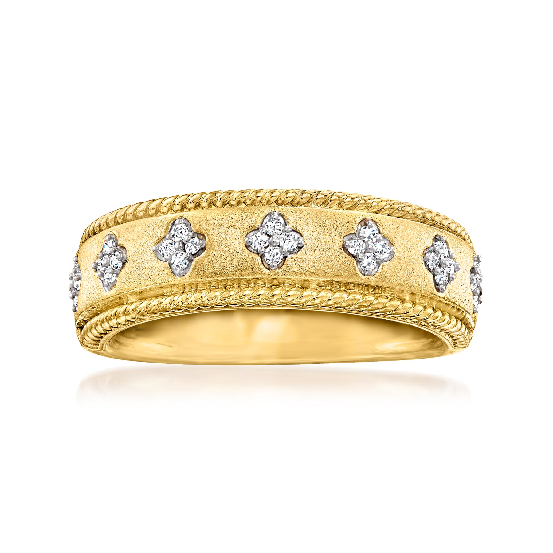 Ross-Simons Diamond Clover Ring in 18kt Gold Over Sterling