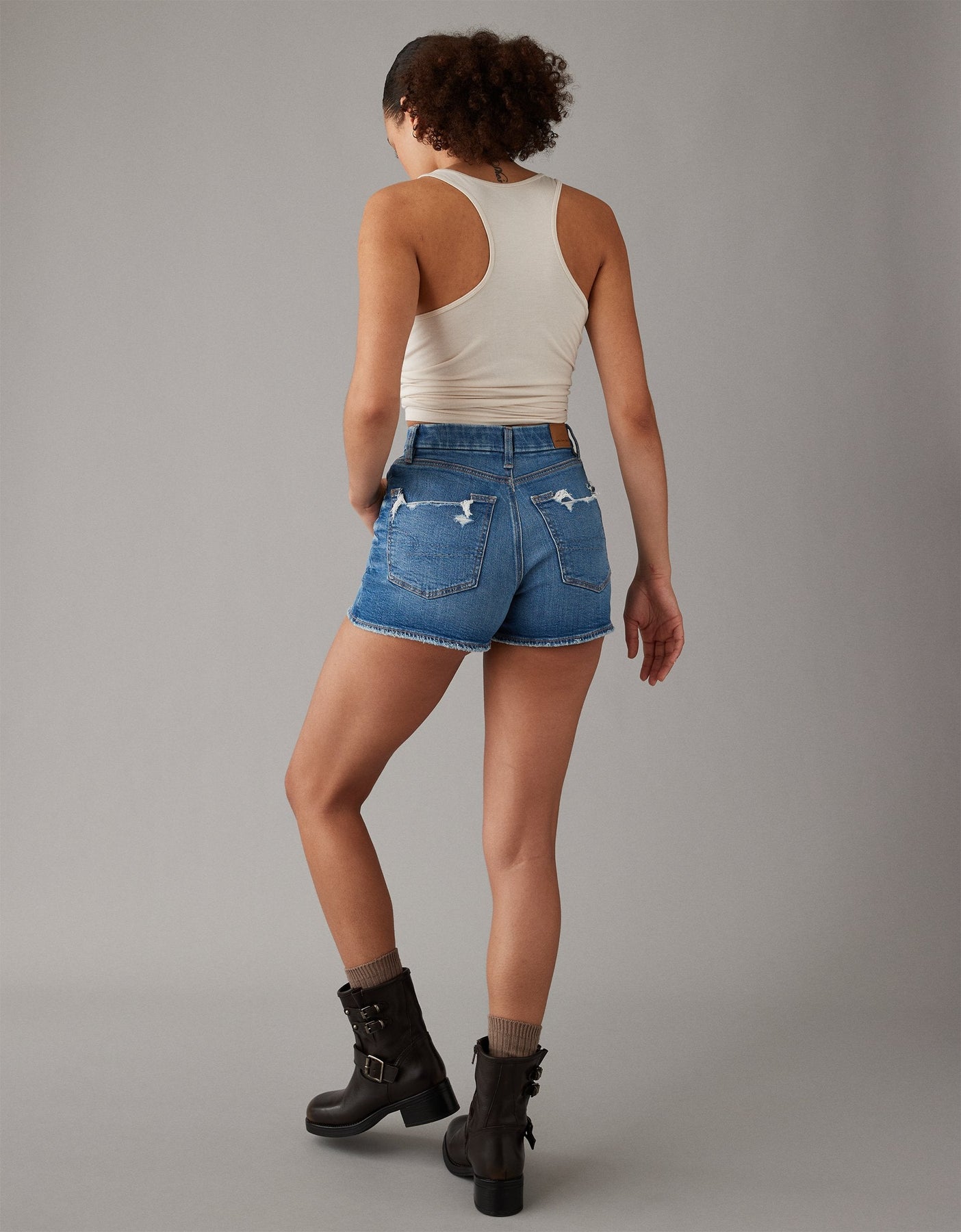 AE Strigid Curvy Ripped Denim Mom Short 7678401904700