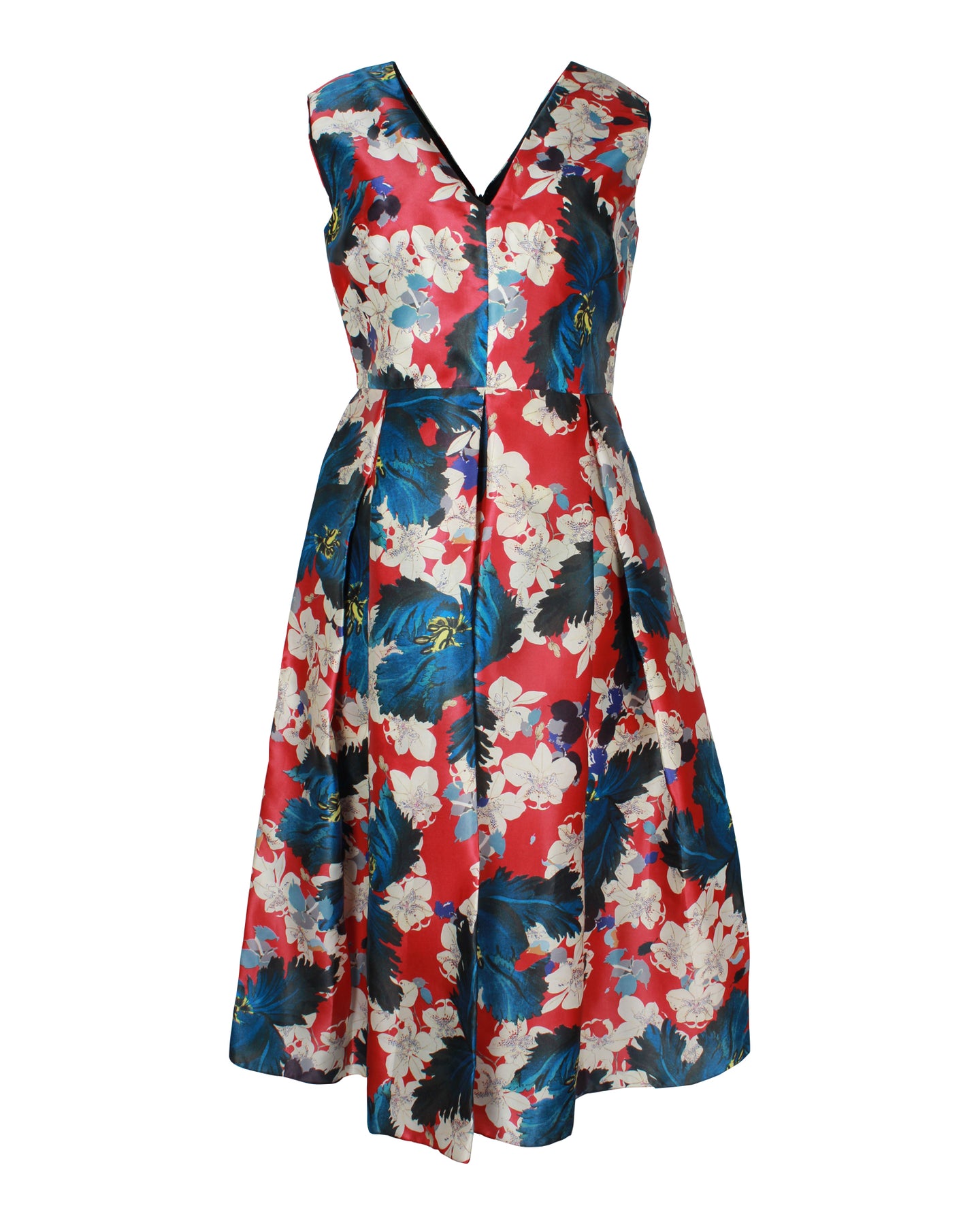 Erdem Loren Pleated Midi Dress in Floral Print Silk 7703707156540