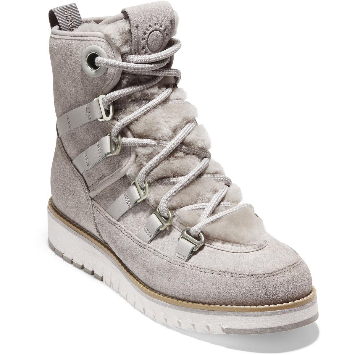 Luxe Suede Shearling Trim Hiking Boots