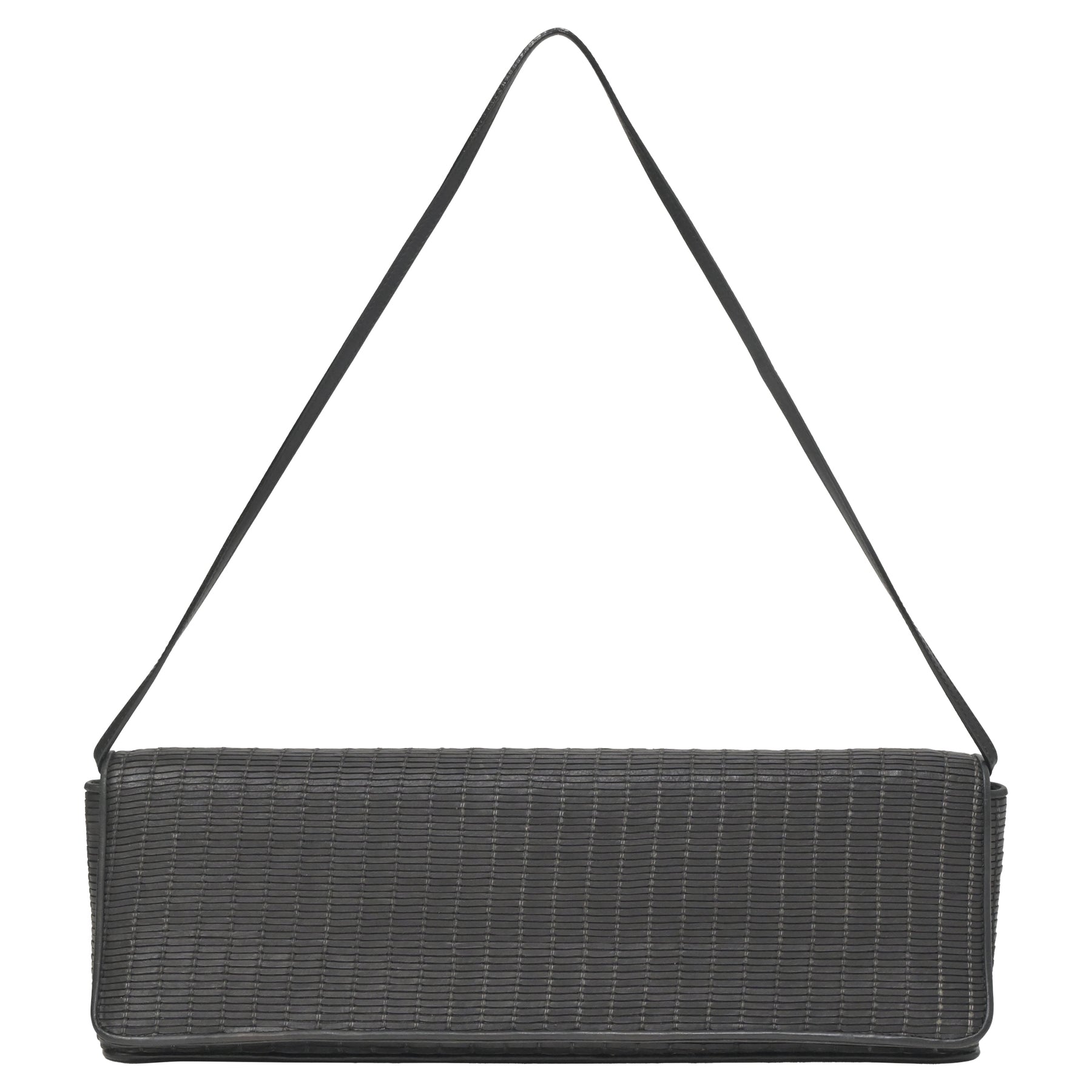 Giorgio Armani Braided Clutch with Shoulder Strap in Black Leather 7764866138172