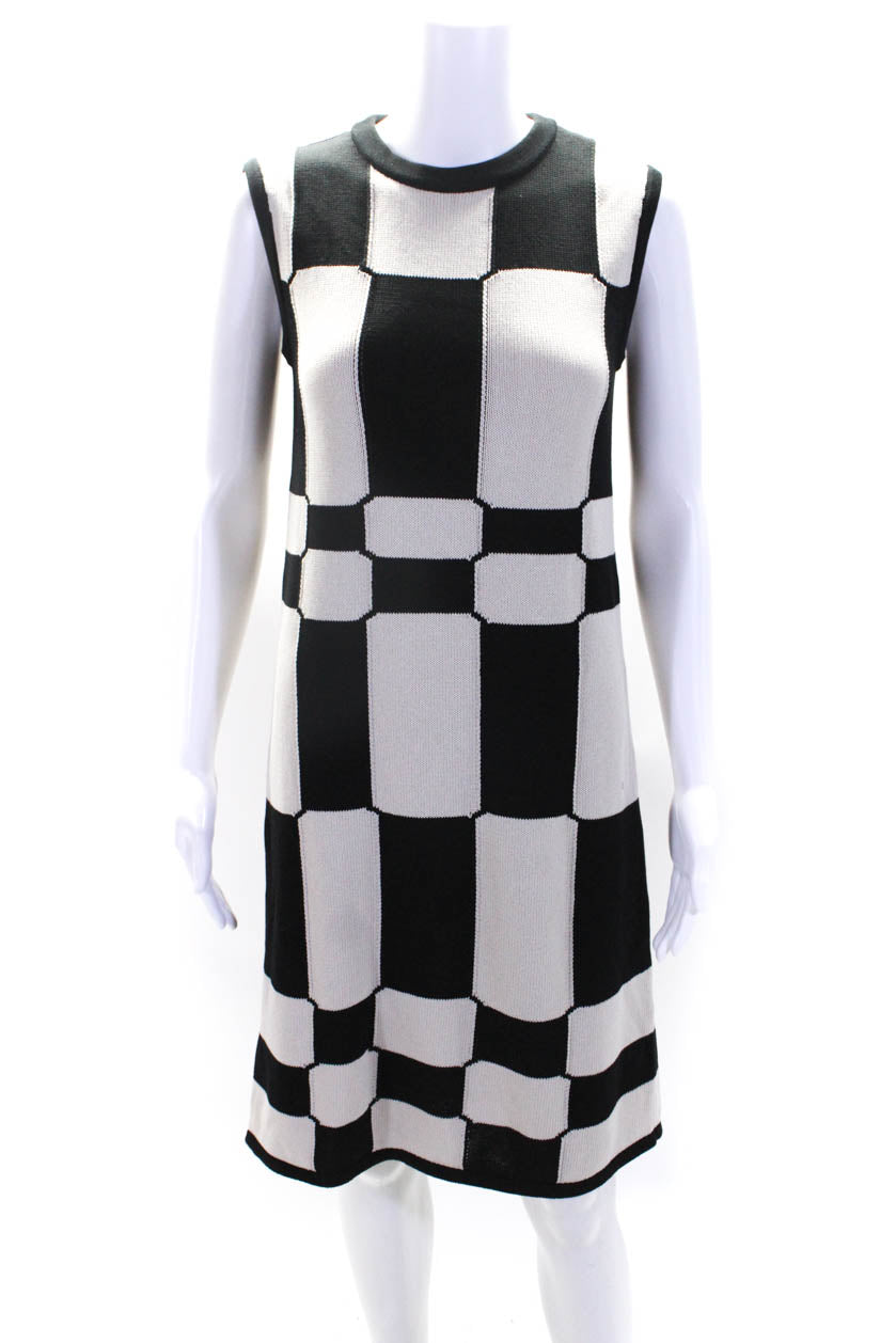 'S Max Mara Womens Beige Black Checker Crew Neck Sleeveless Tank Dress 7833577521212