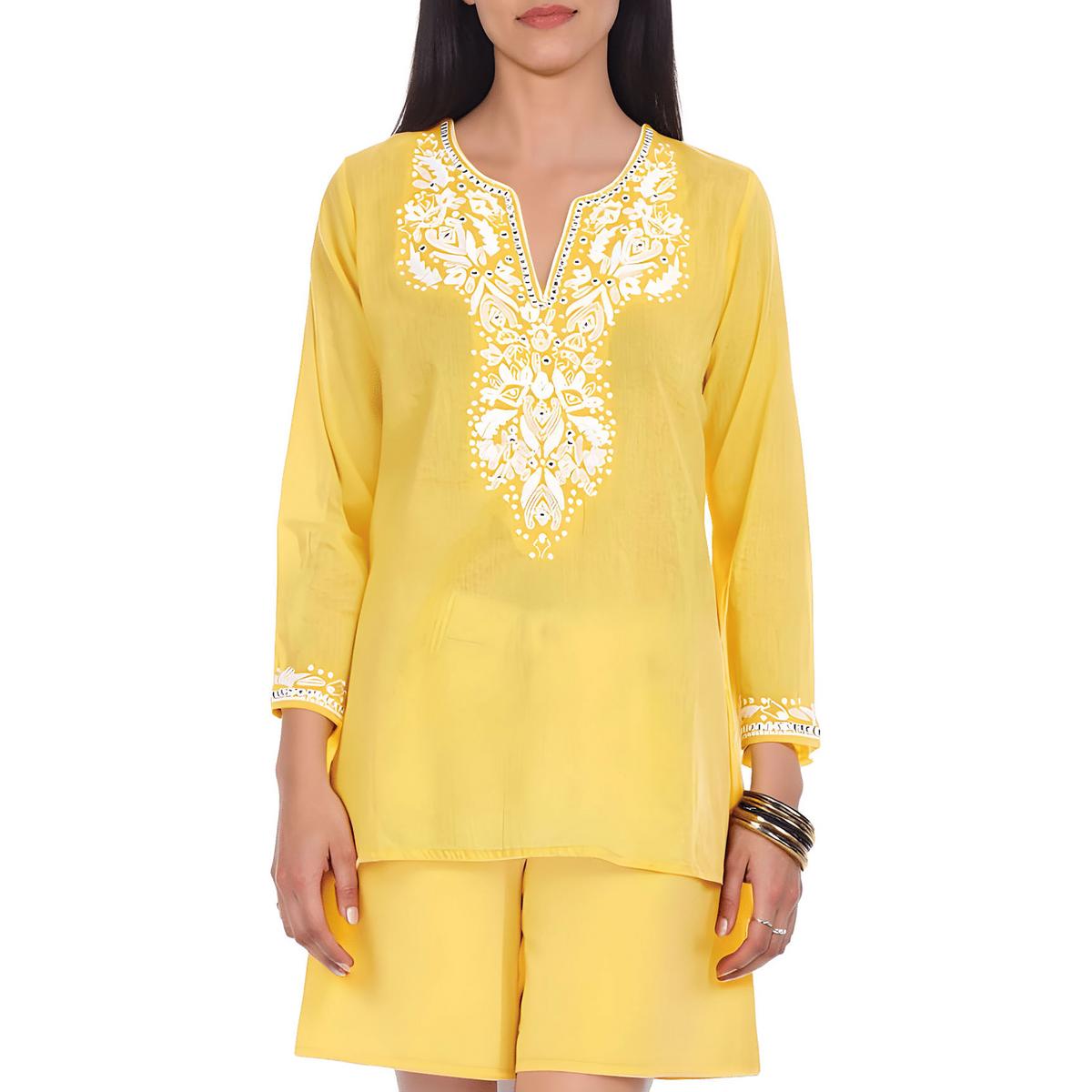 Embellished Cotton Tunic Top