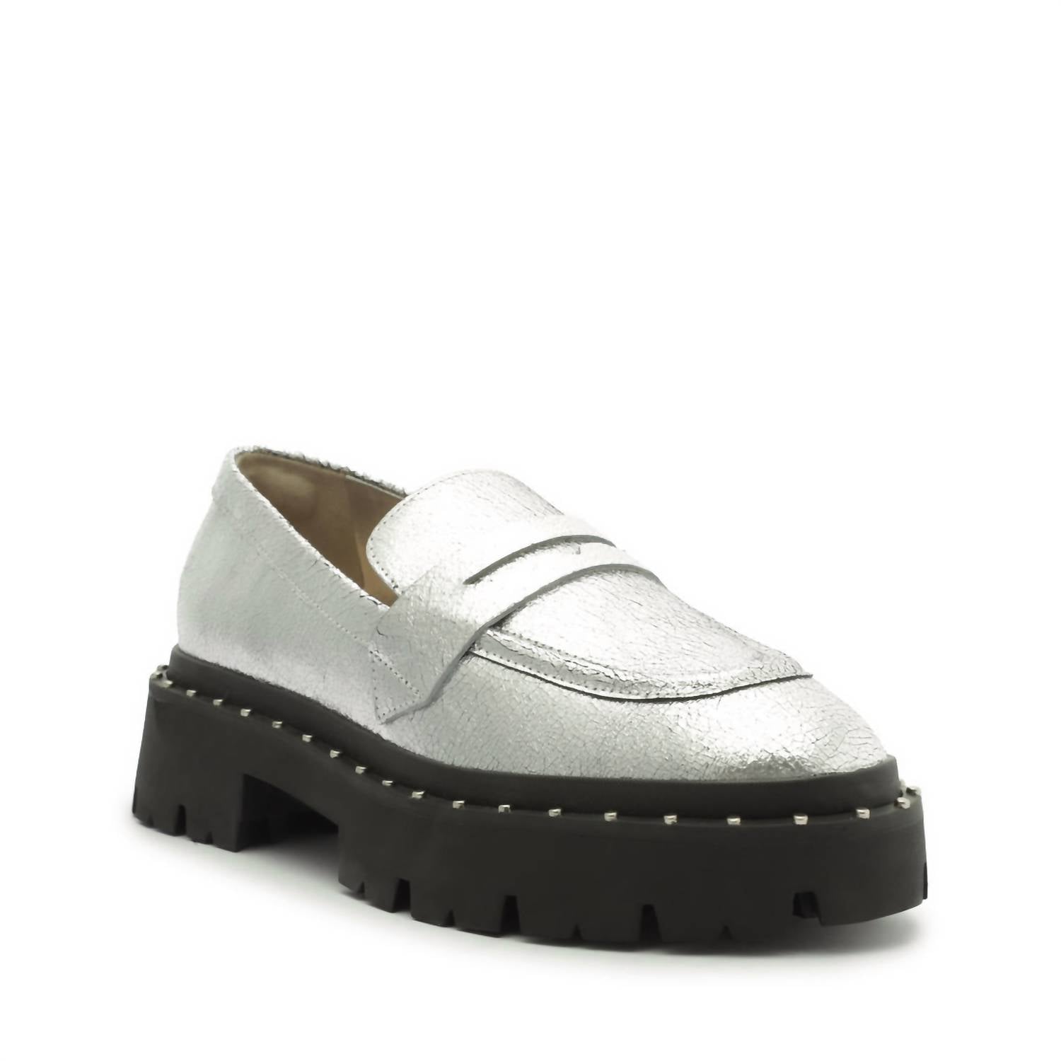 Women's Christie Studs Loafer In Silver Prata 7827060162620