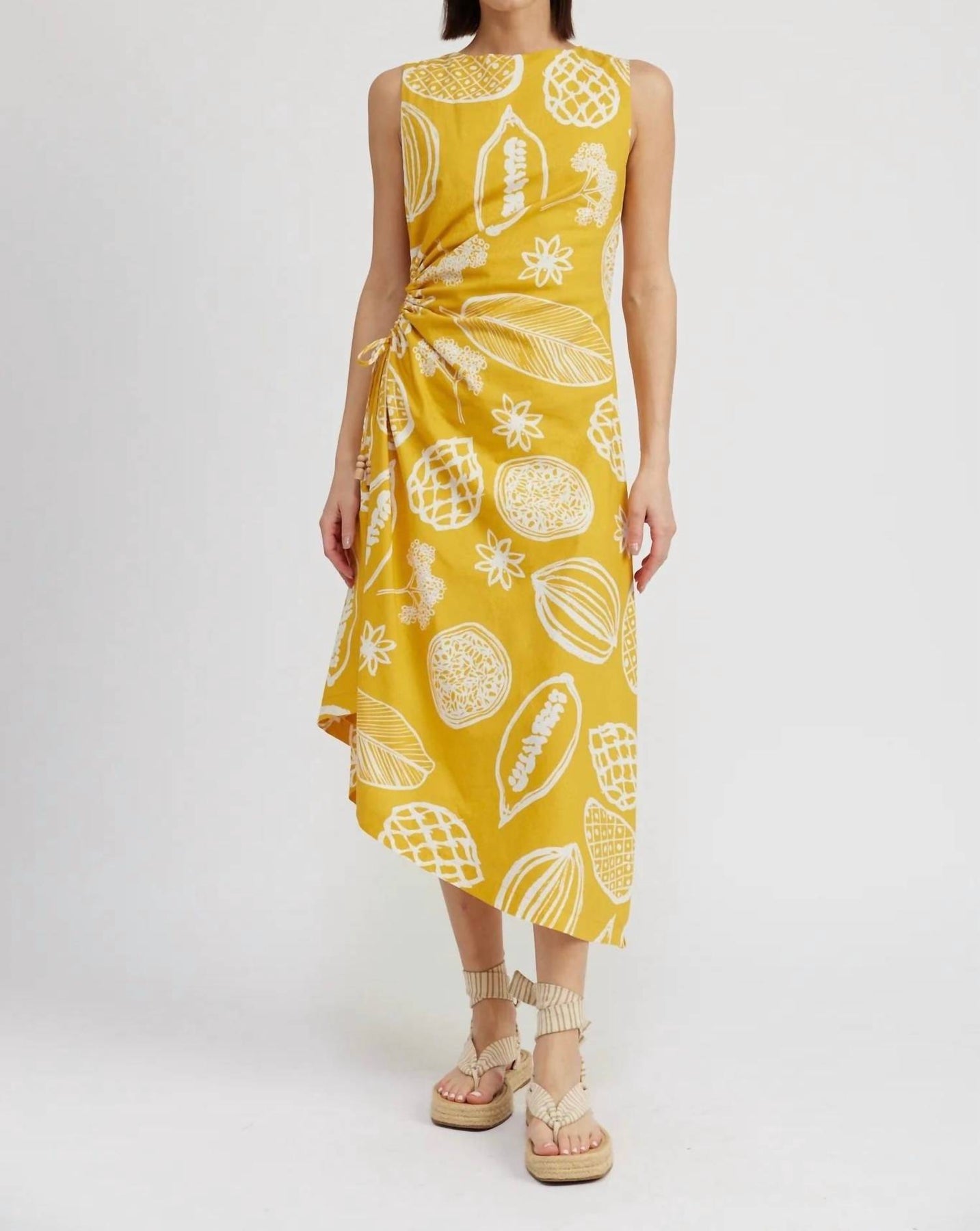 Paz Midi Dress In Golden Yellow