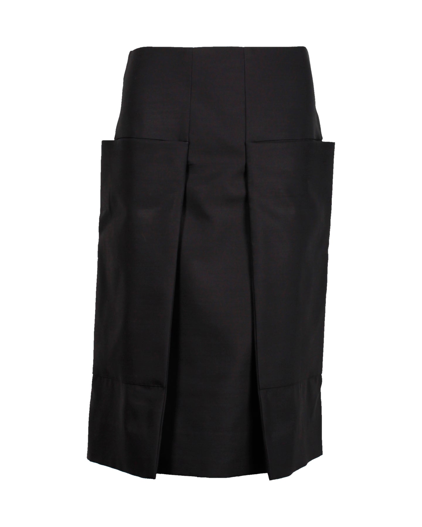 Celine Pleated Skirt in Black Wool 7703687692348