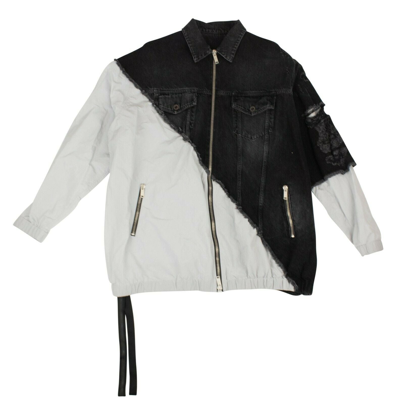 Black Distressed Hybrid Denim Jacket