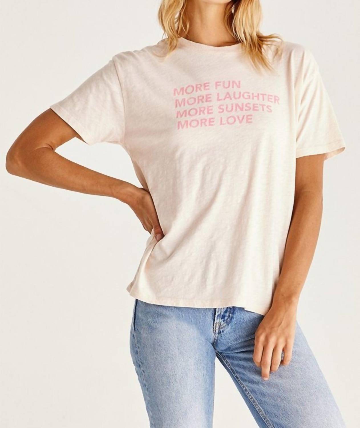 Boyfriend More Fun Tee In Cloud Pink