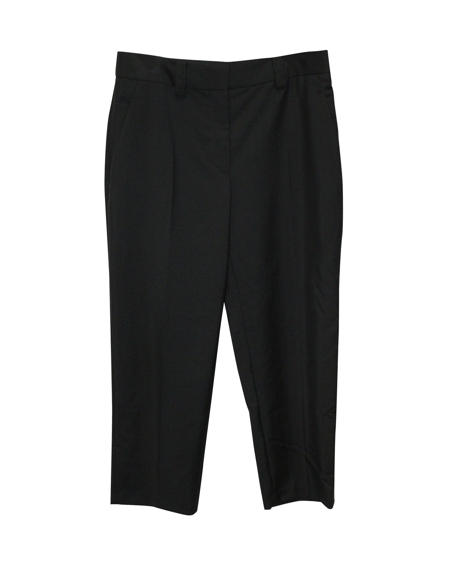 Acne Studios Straight Leg Cropped Trousers in Black Wool Blend 7766508404796