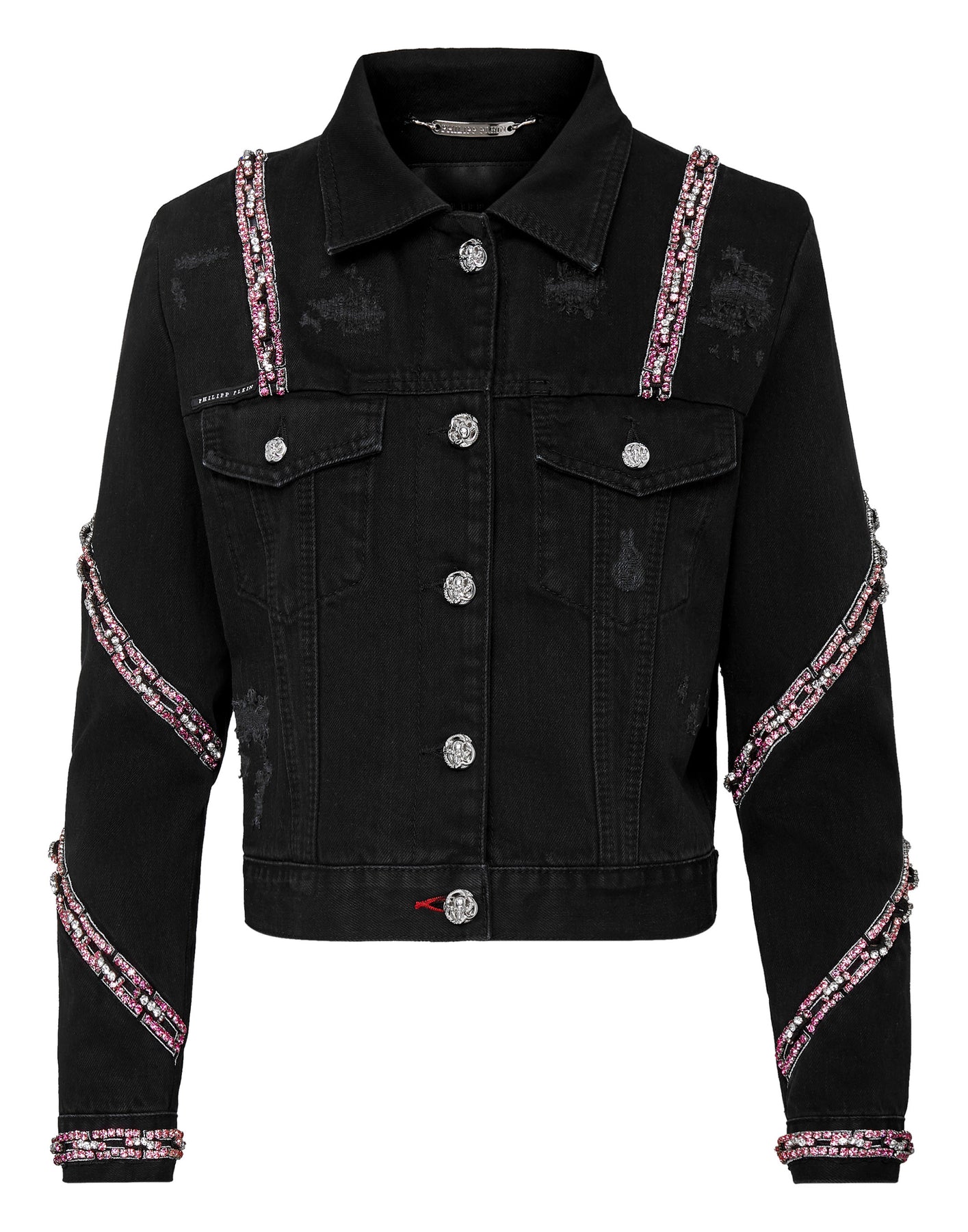 Denim Cropped Jacket Crystal 7676757082172