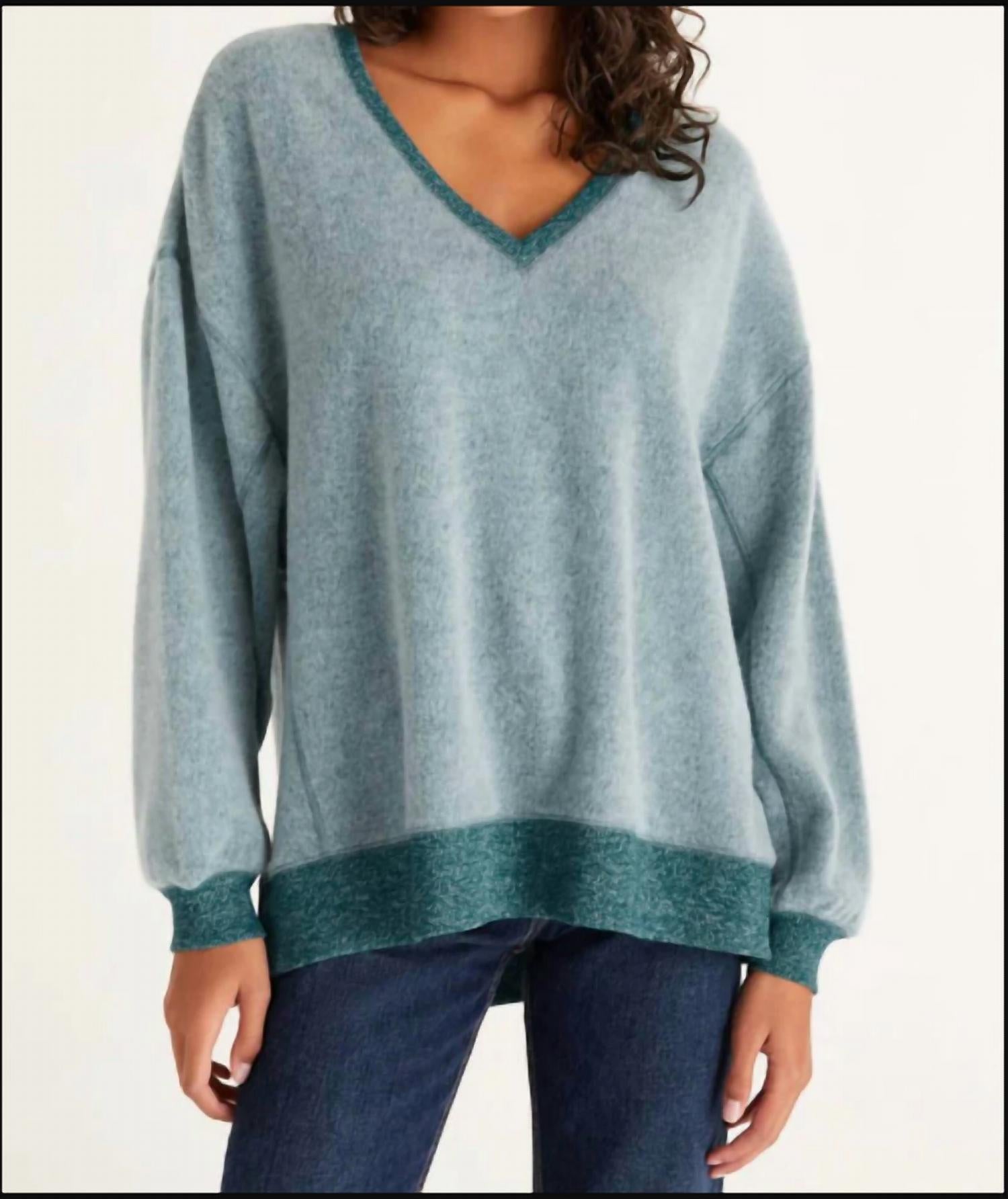 Cozy V-Neck Modern Weekender Deep Sea In Blue