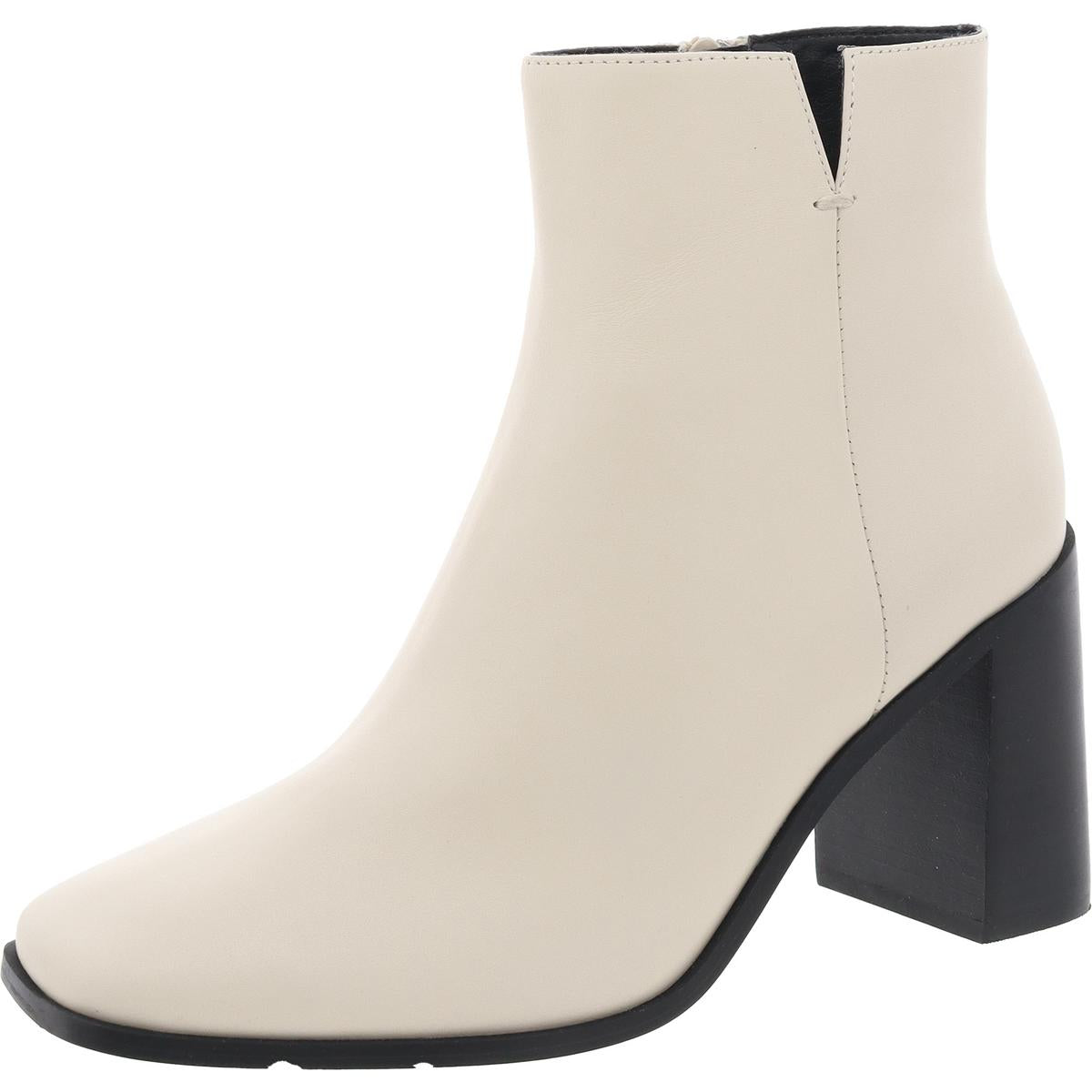 Zipper Leather Block Heels