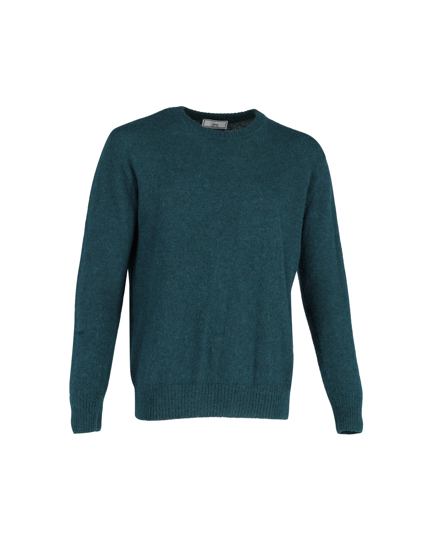 Ami Paris Crewneck Sweater in Green Wool
