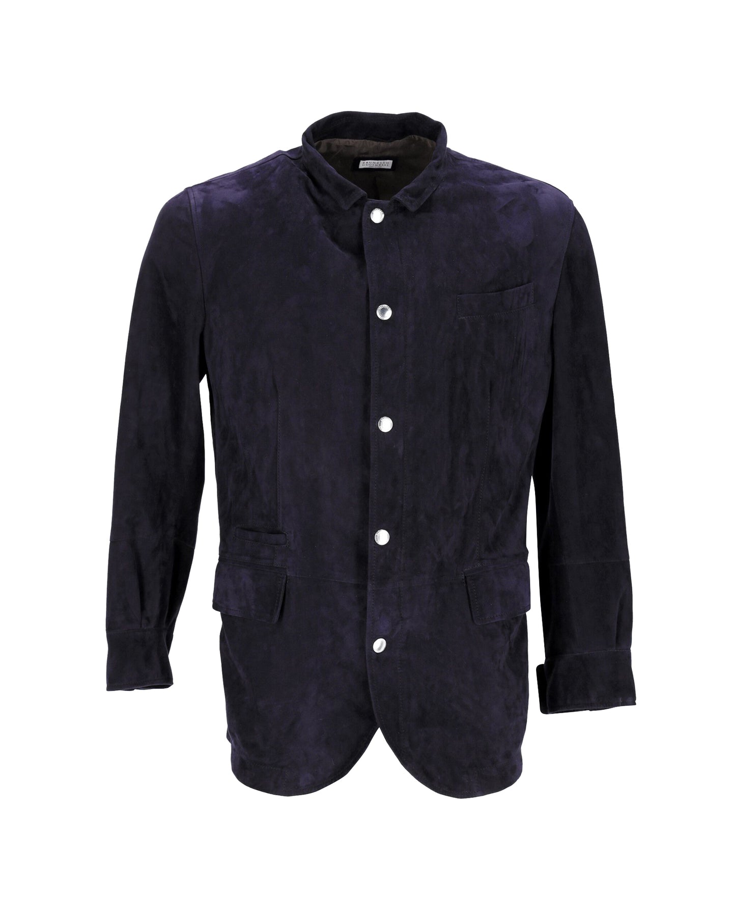 Brunello Cucinelli Tailored Jacket in Navy Blue Suede Leather 7748630609980