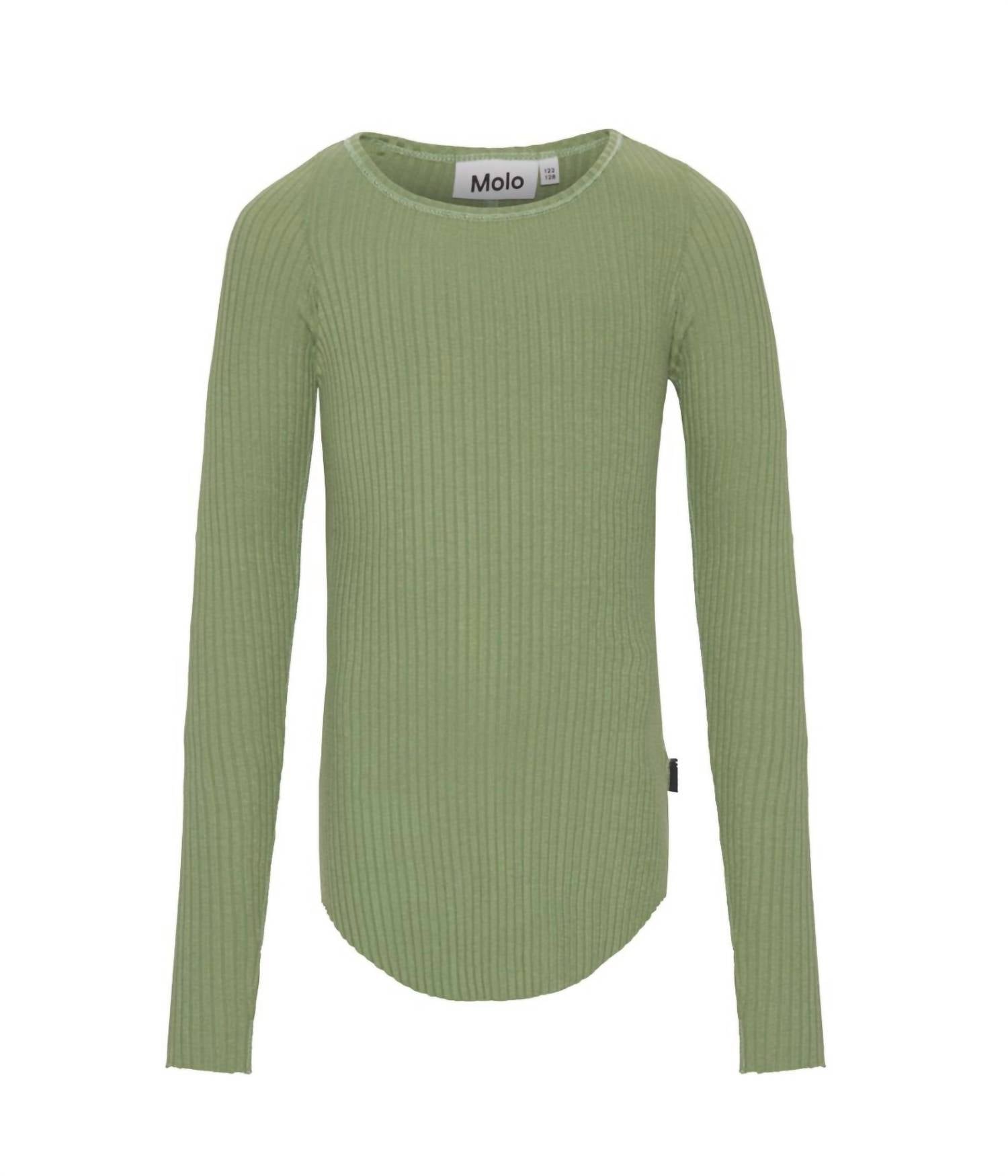 Girls Rochelle Long Sleeve Top In Moss Green 7733862137916