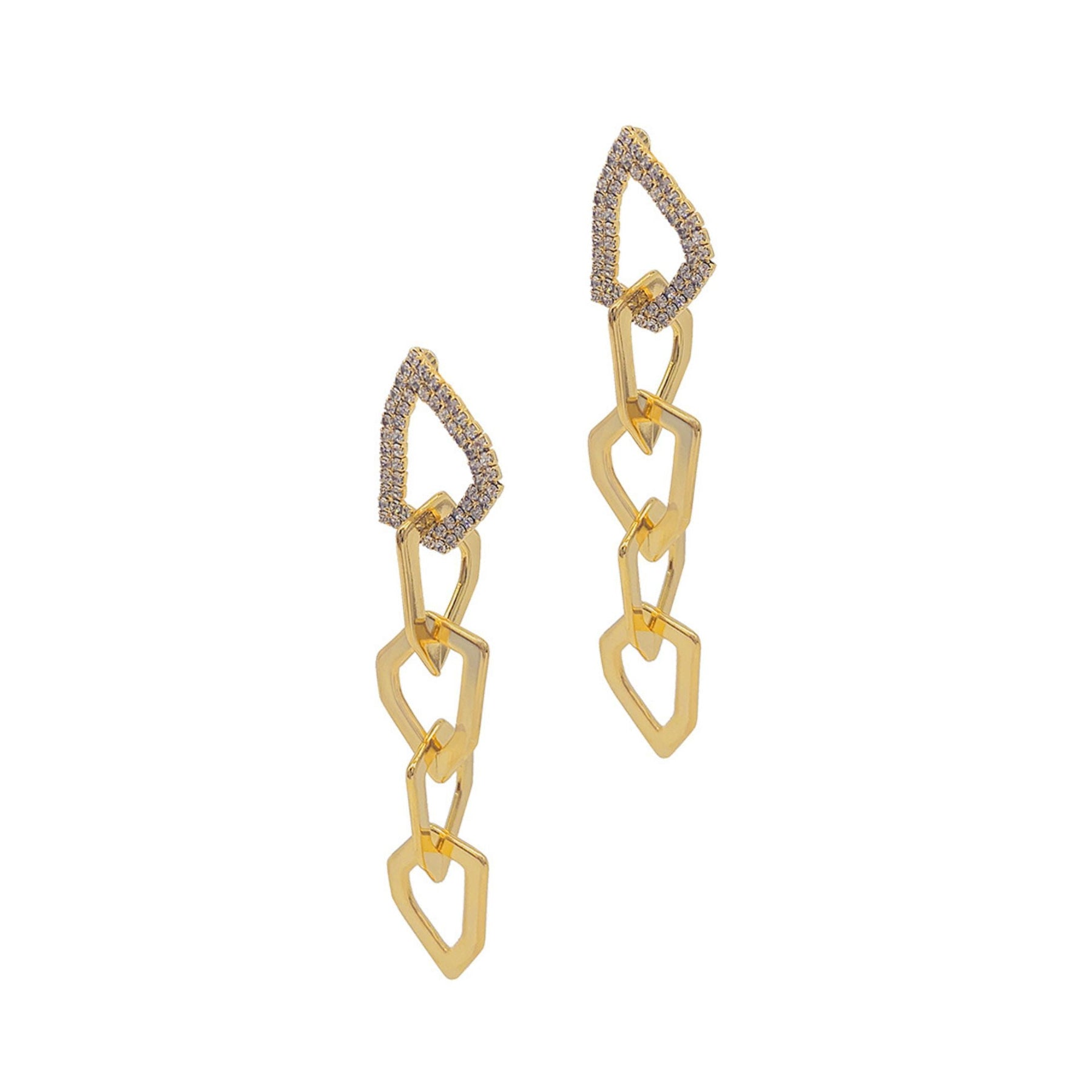 14k Gold Plated Organic Link Drop Earrings