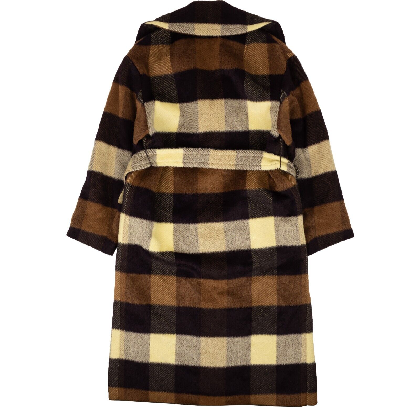 Brown Checked Double-Breasted Rmeta Coat