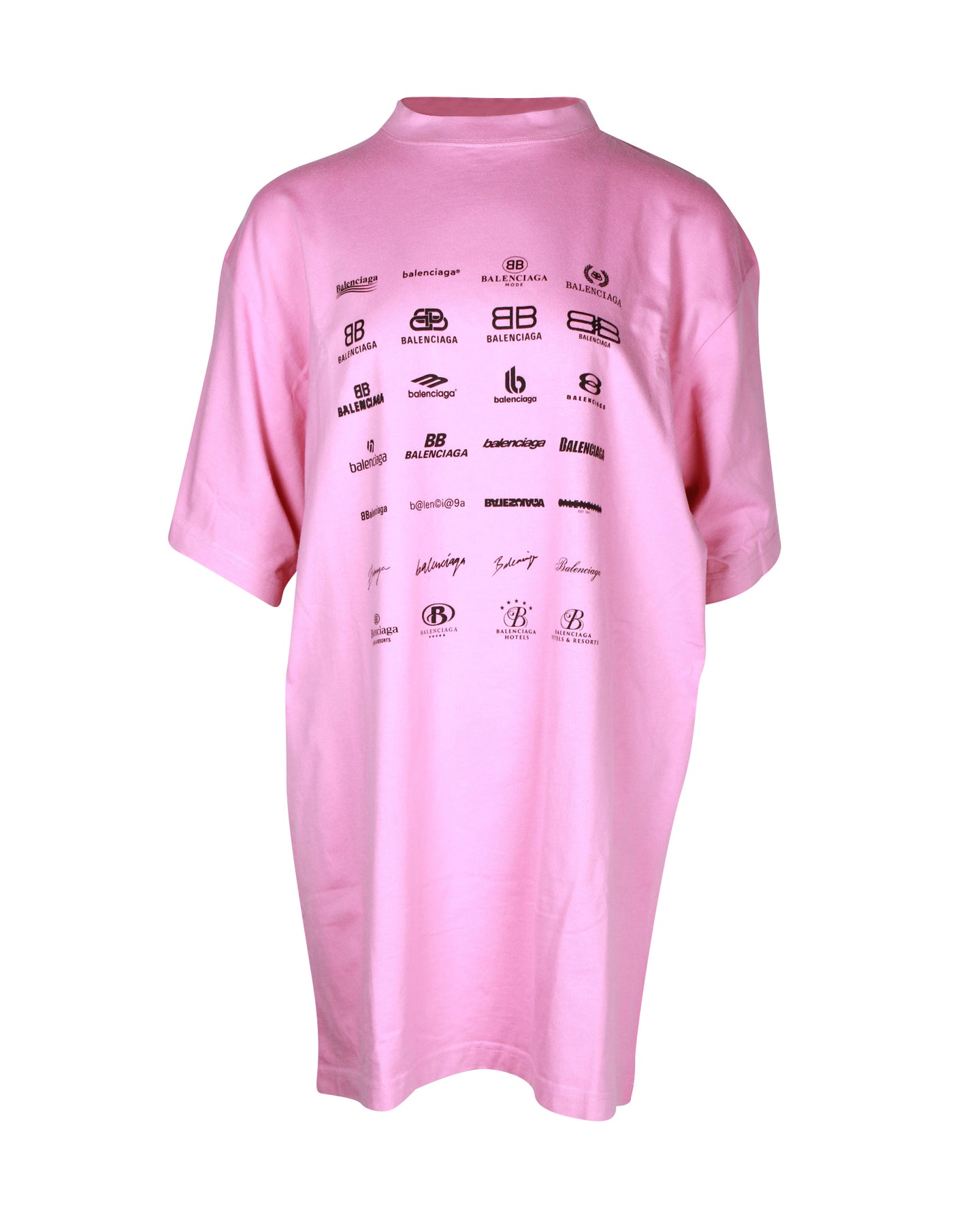 Balenciaga Archives Logos-Print Oversized T-shirt in Pink Cotton 7703695360060