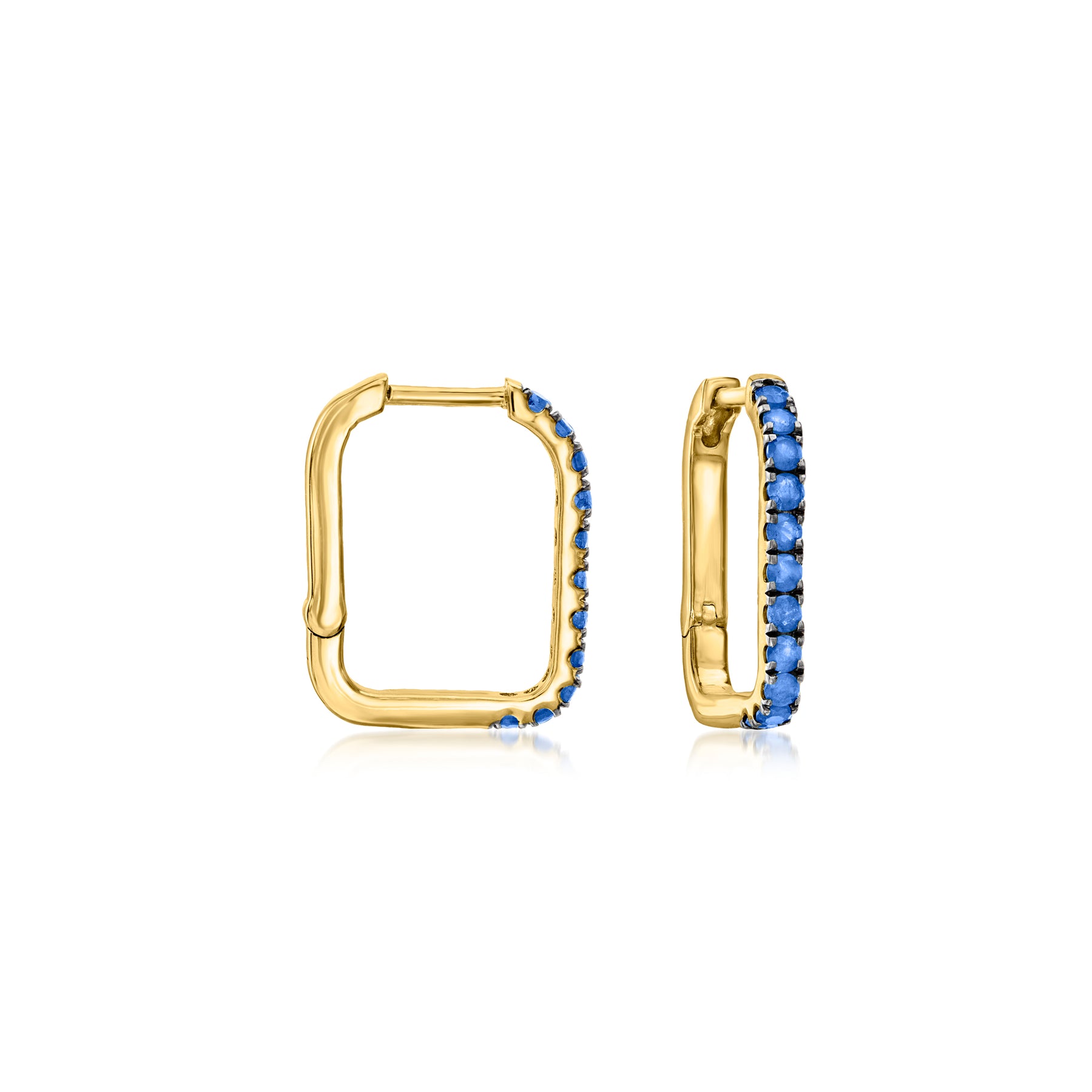 Ross-Simons Sapphire Paper Clip Link Hoop Earrings in 18kt Gold Over Sterling 7676499558460