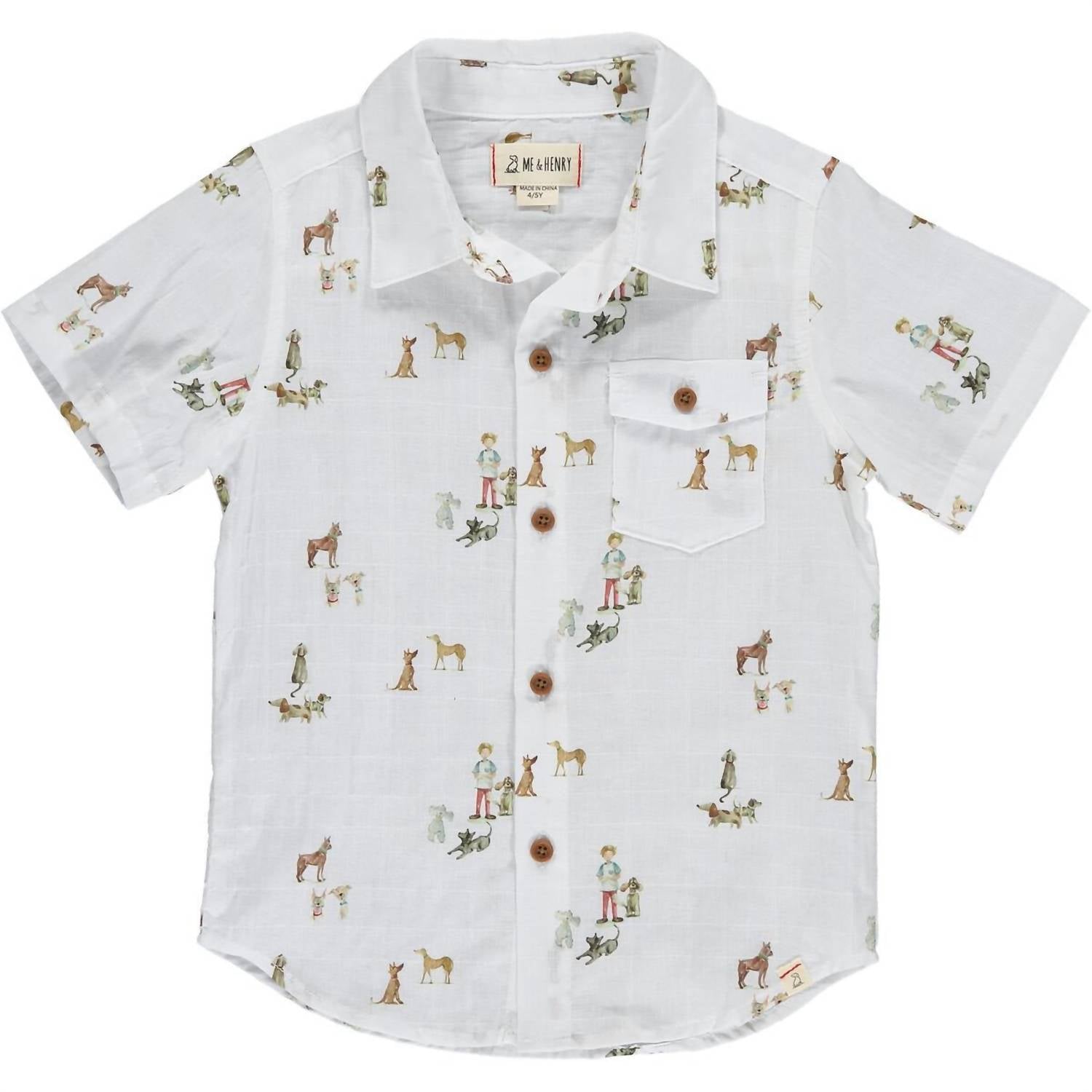 Boys Henry Button Down Shirt In White