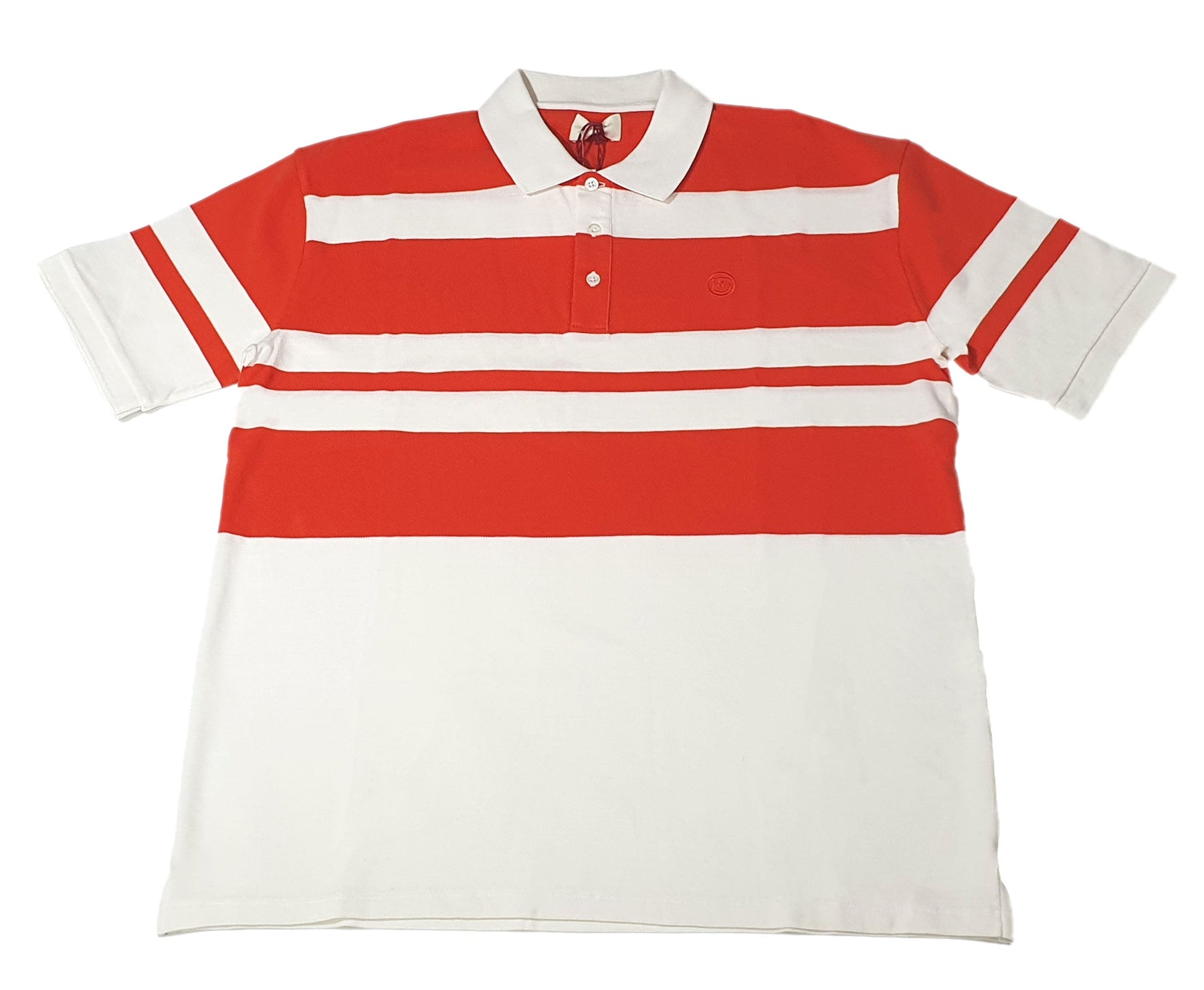 Bally 6303584 Men's Bone/Orange Striped Organic Cotton Polo Shirt