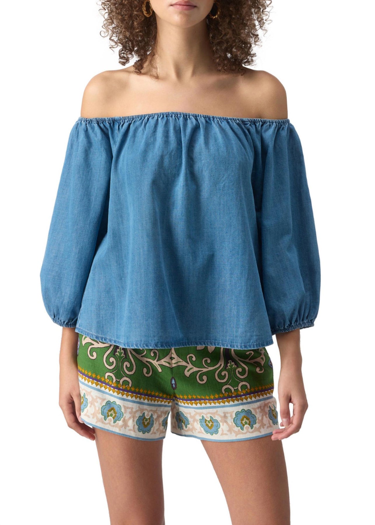 Beach To Bar Blouse In Bit Of Blue Wash 7832059871292