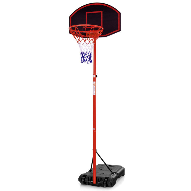 Adjustable Basketball Hoop System Stand Portable with 2 Wheels Fillable Base-Black & Red 7672918016060