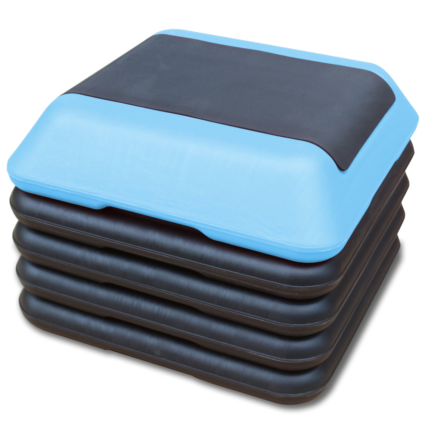 Streamdale Height-Adjustable Step Aerobics Platform Fitness Equipment Stepper Trainer Exercise Step Platform with 4 Riser Blue 7833084887100