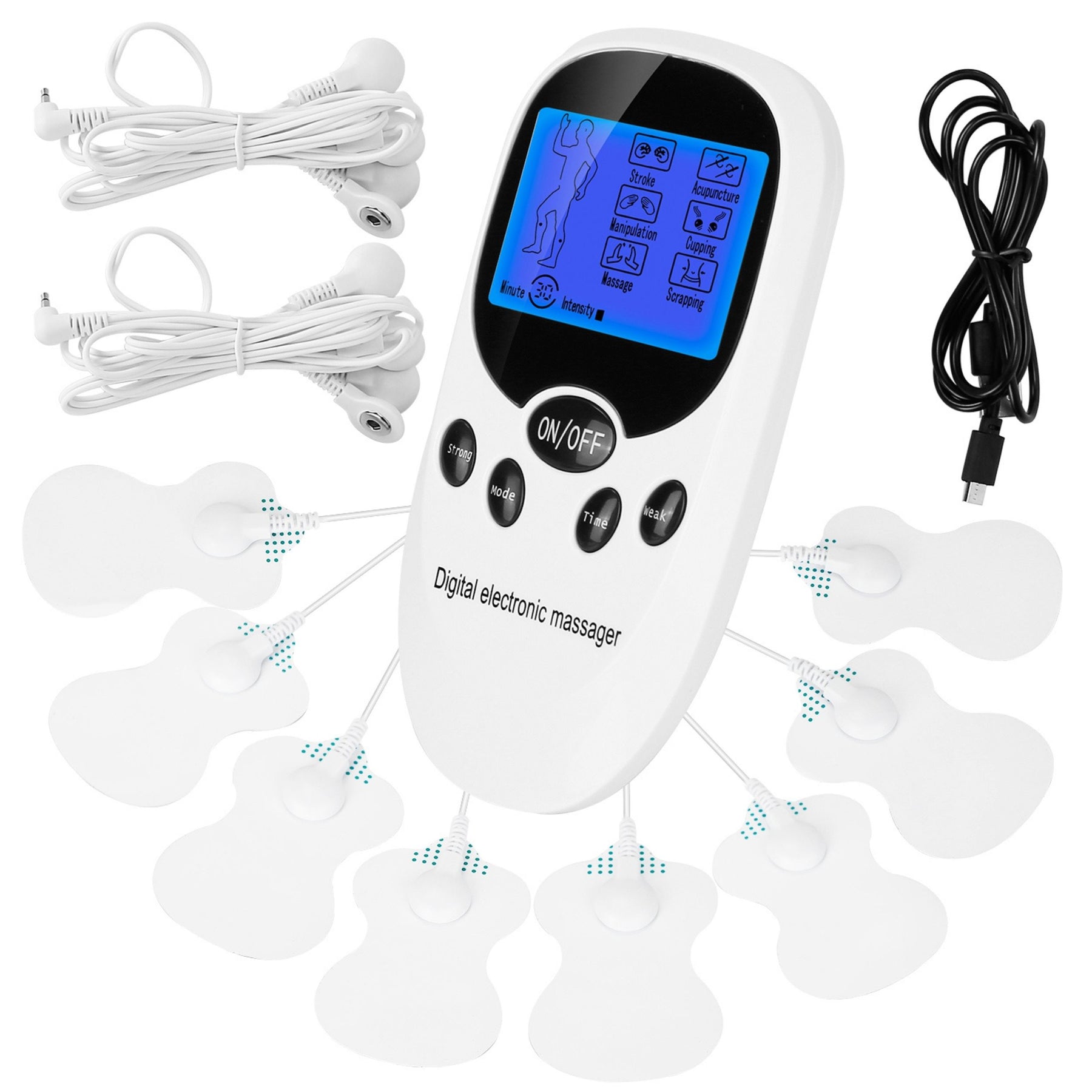 Dual Channel Electric Muscle Stimulator with Electrode Pads - Pain Relief Therapy