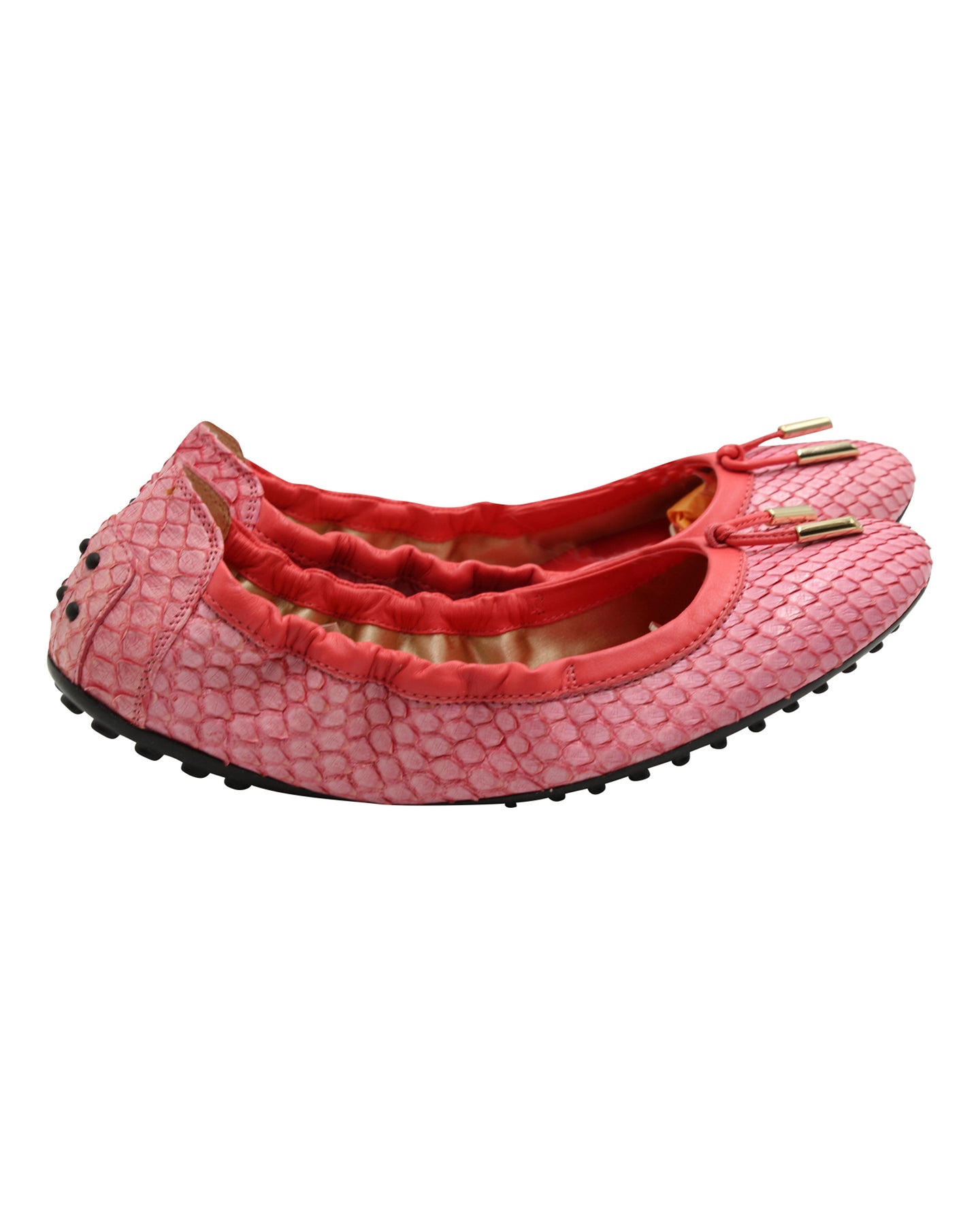 Tod's Ballerina Dee Laccetto Flats in Pastel Pink Leather 7764865024060