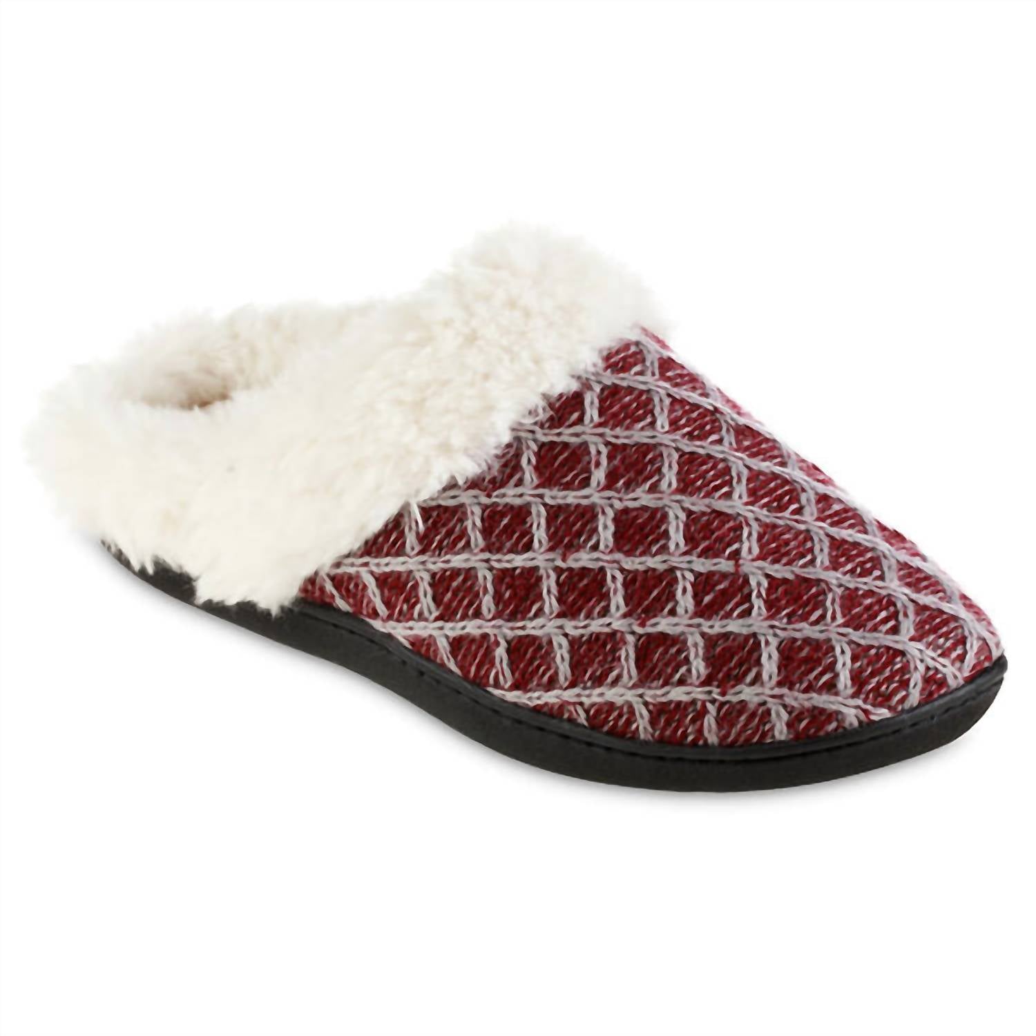 Women's Diamond Sweater Knit Hoodback Slipper In Garnet 7733761409084