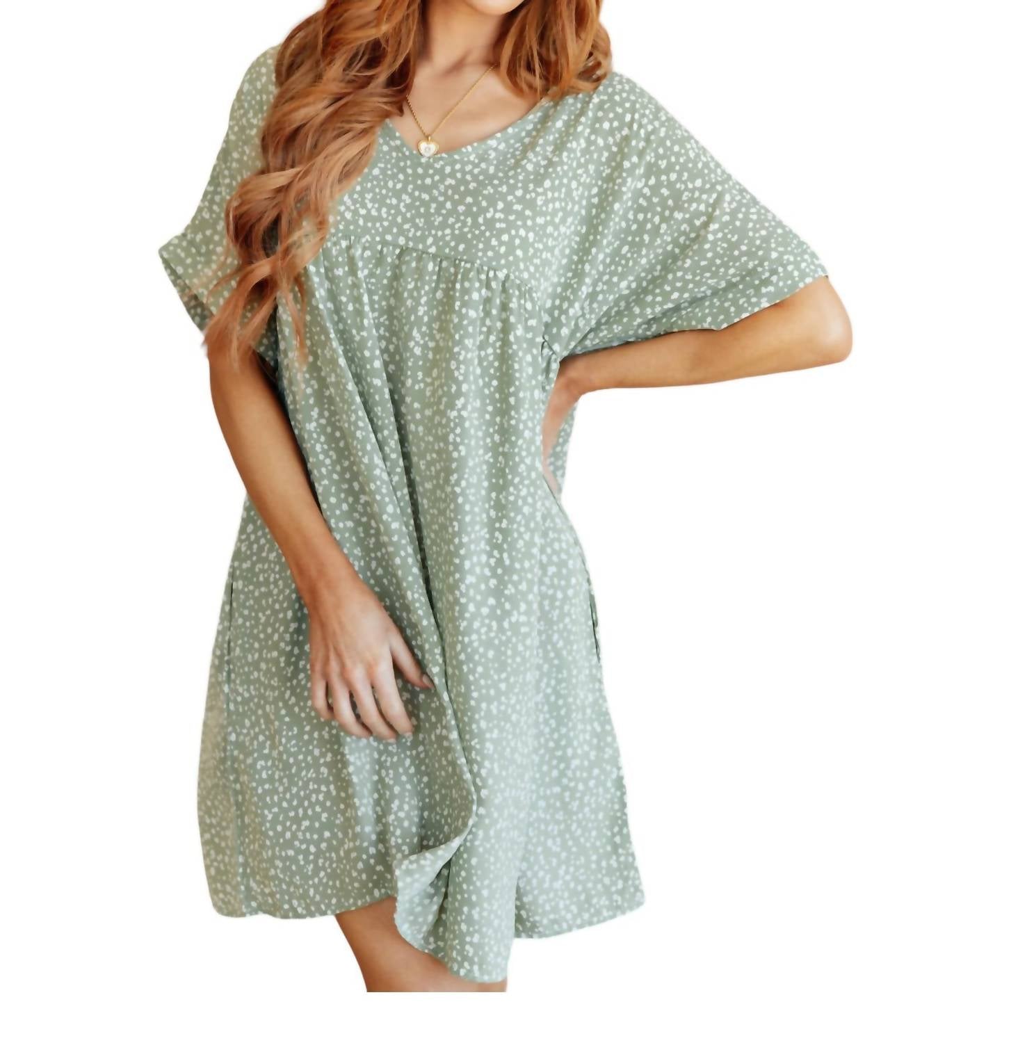 Rodeo Lights Dolman Sleeve Dress In Green Floral 7766573613116