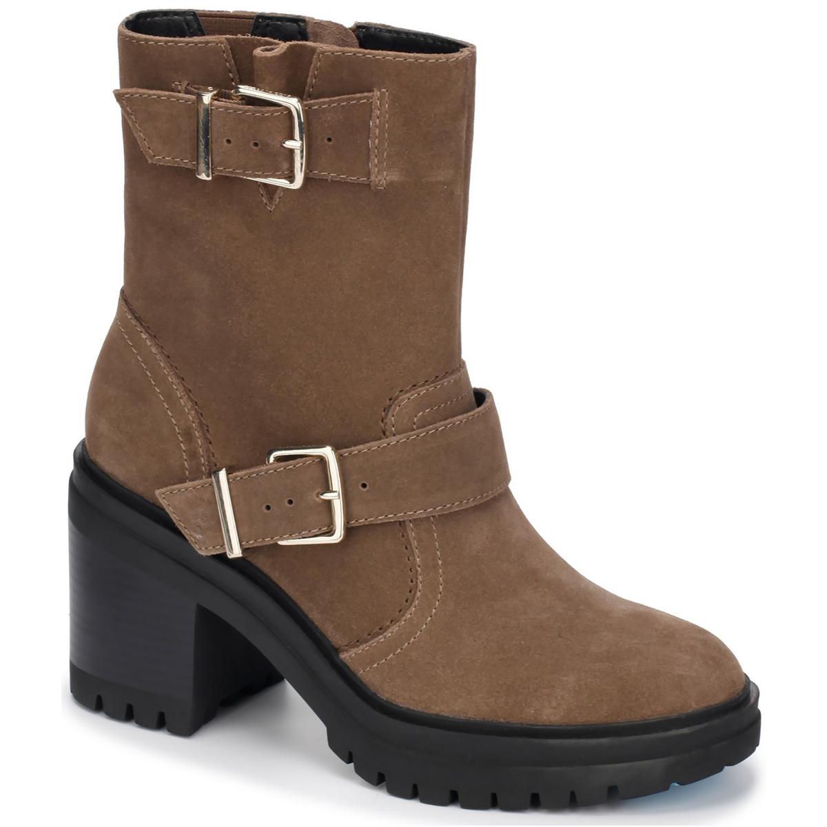RHODE HEEL BUCKLE FAUX LEATHER CASUAL Ankle Boots