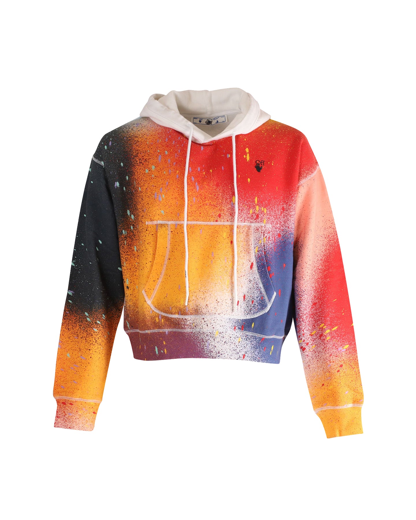 Off White OFFKAT Allover Spray Hoodie in Multicolor Cotton 7748906713148