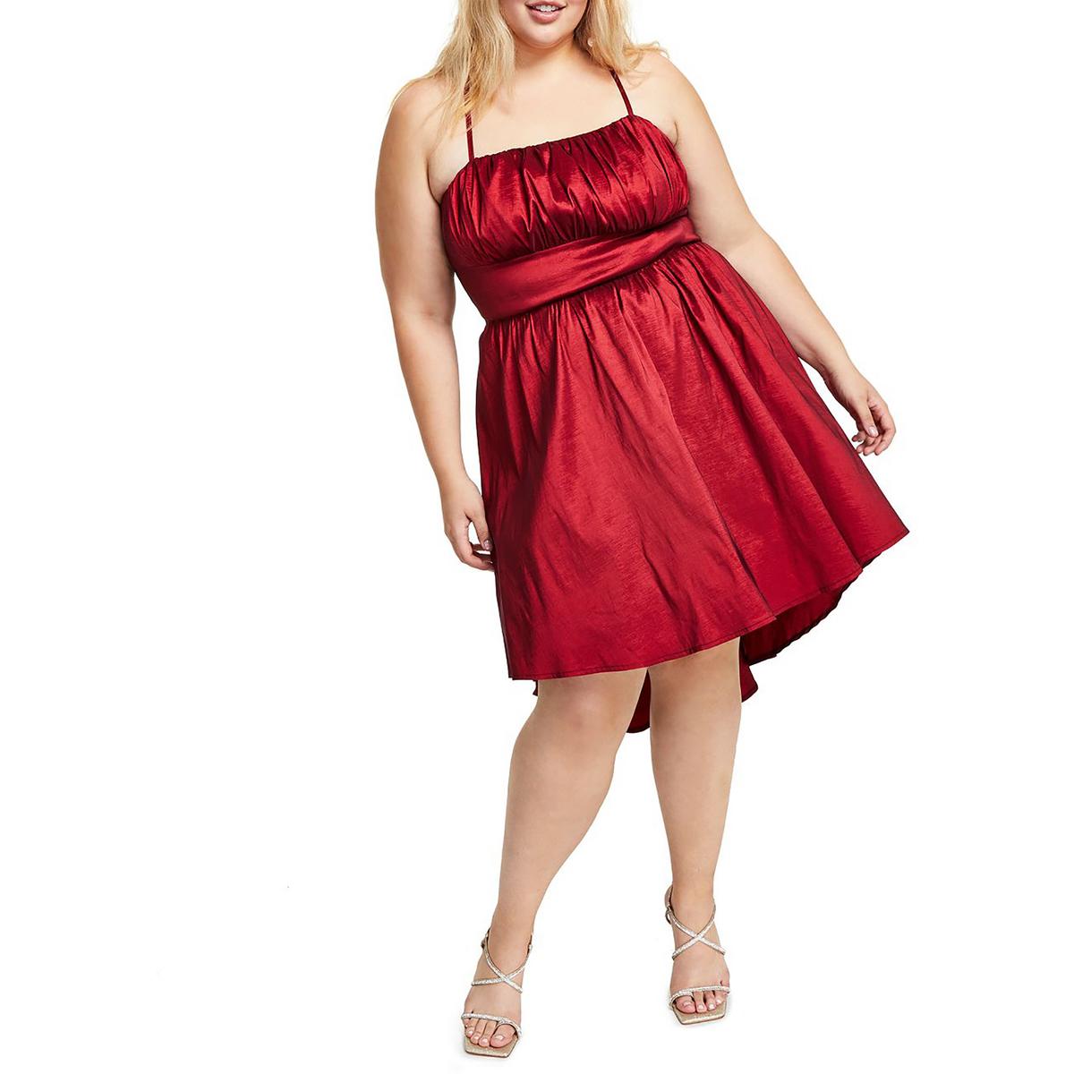 Plus Pleated Knee Fit & Flare Dress