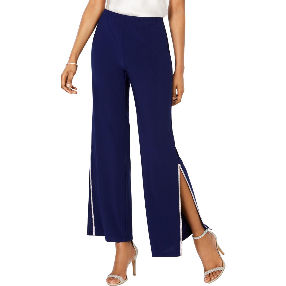 Petites Embellished Split Hem Wide Leg Pants