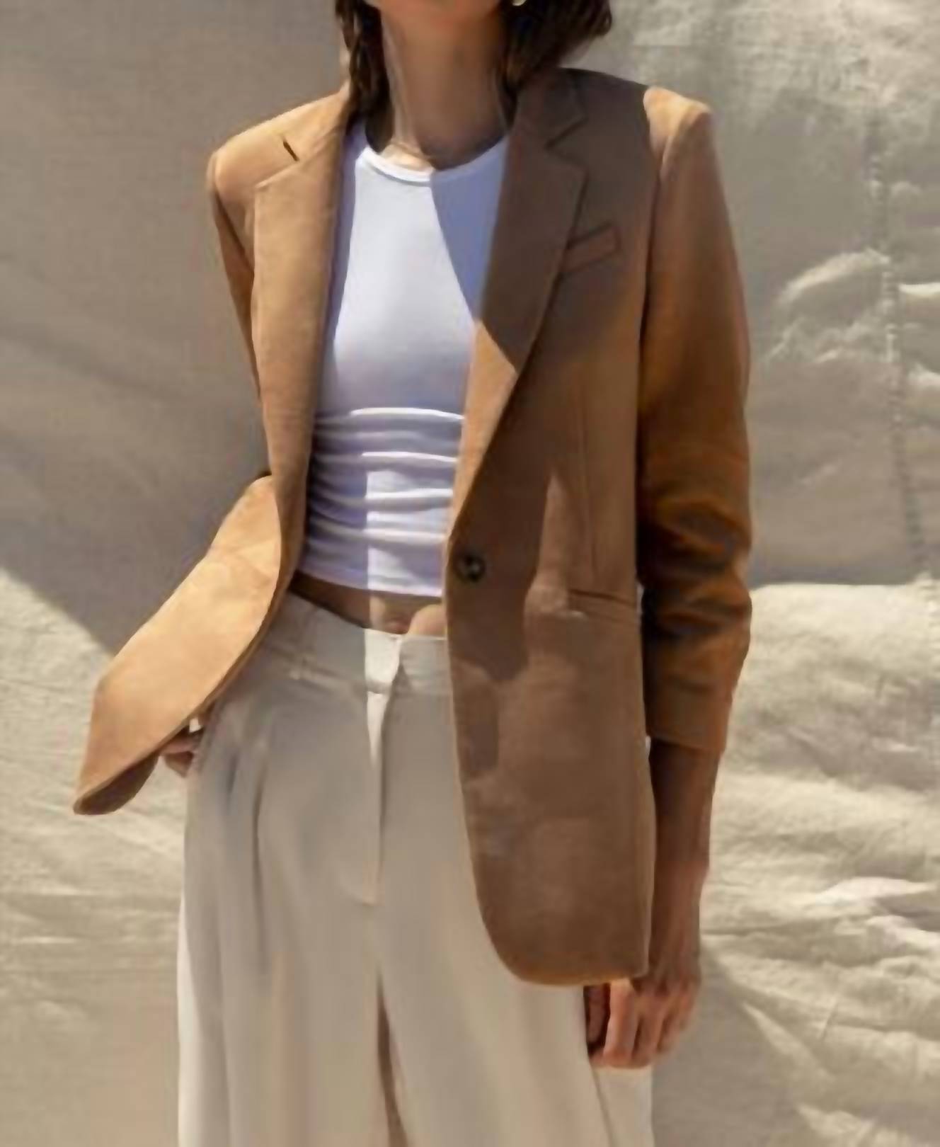 Sandelle Faux Suede Blazer In Chestnut Brown