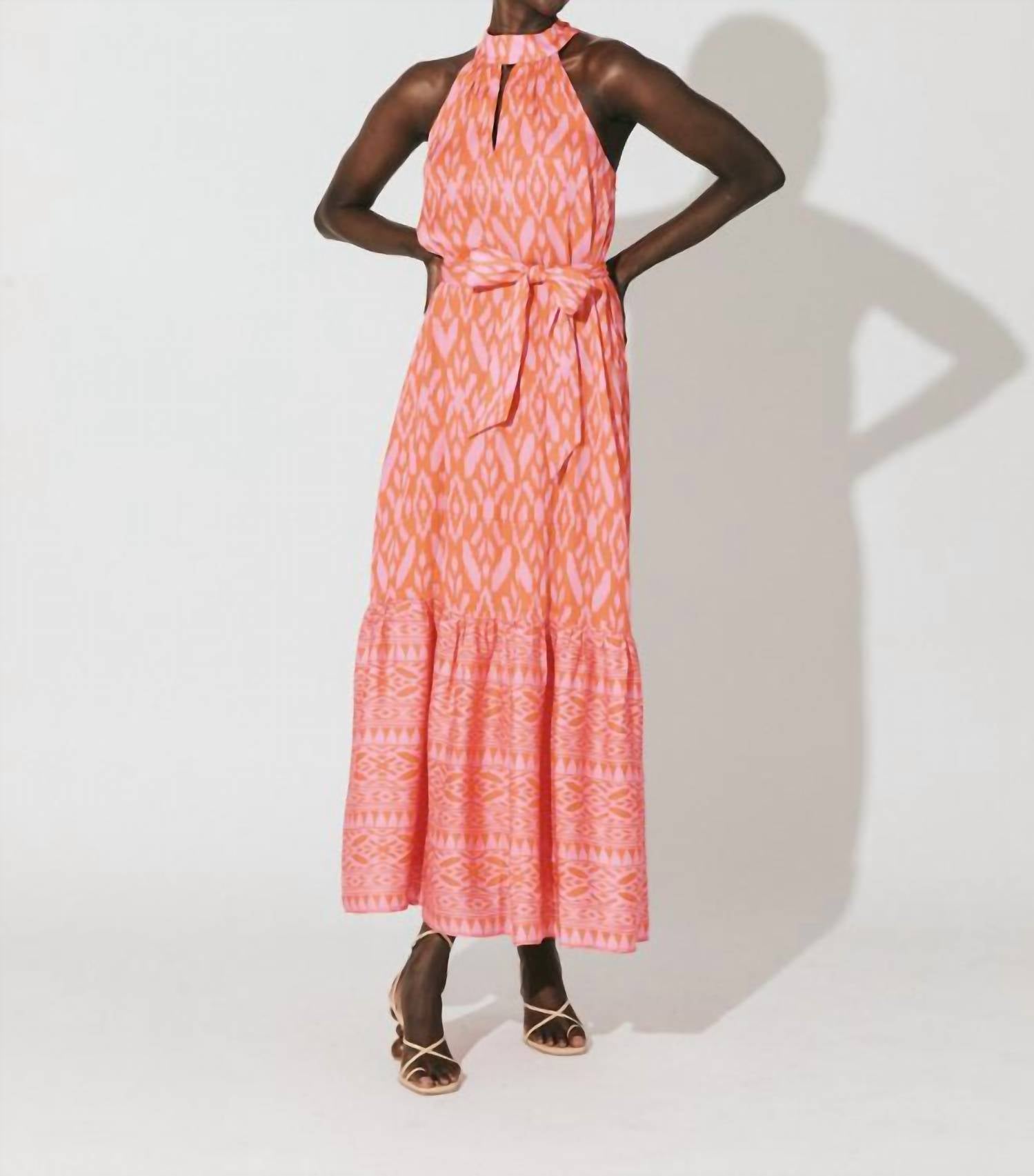 Janice Ankle Dress In Orange 7733582692412