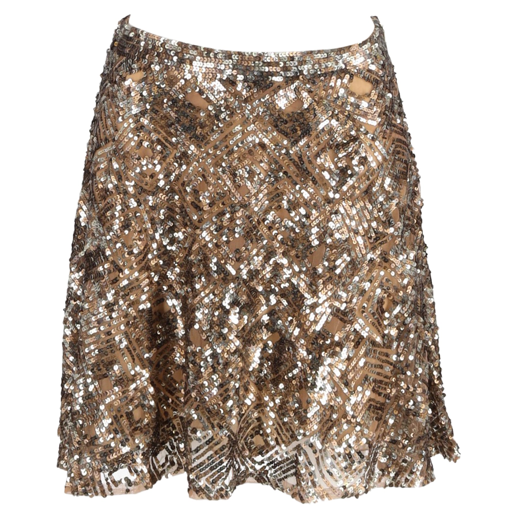 Ralph Lauren Mini High-Waisted A-Line Skirt in Gold Sequin 7833165955132