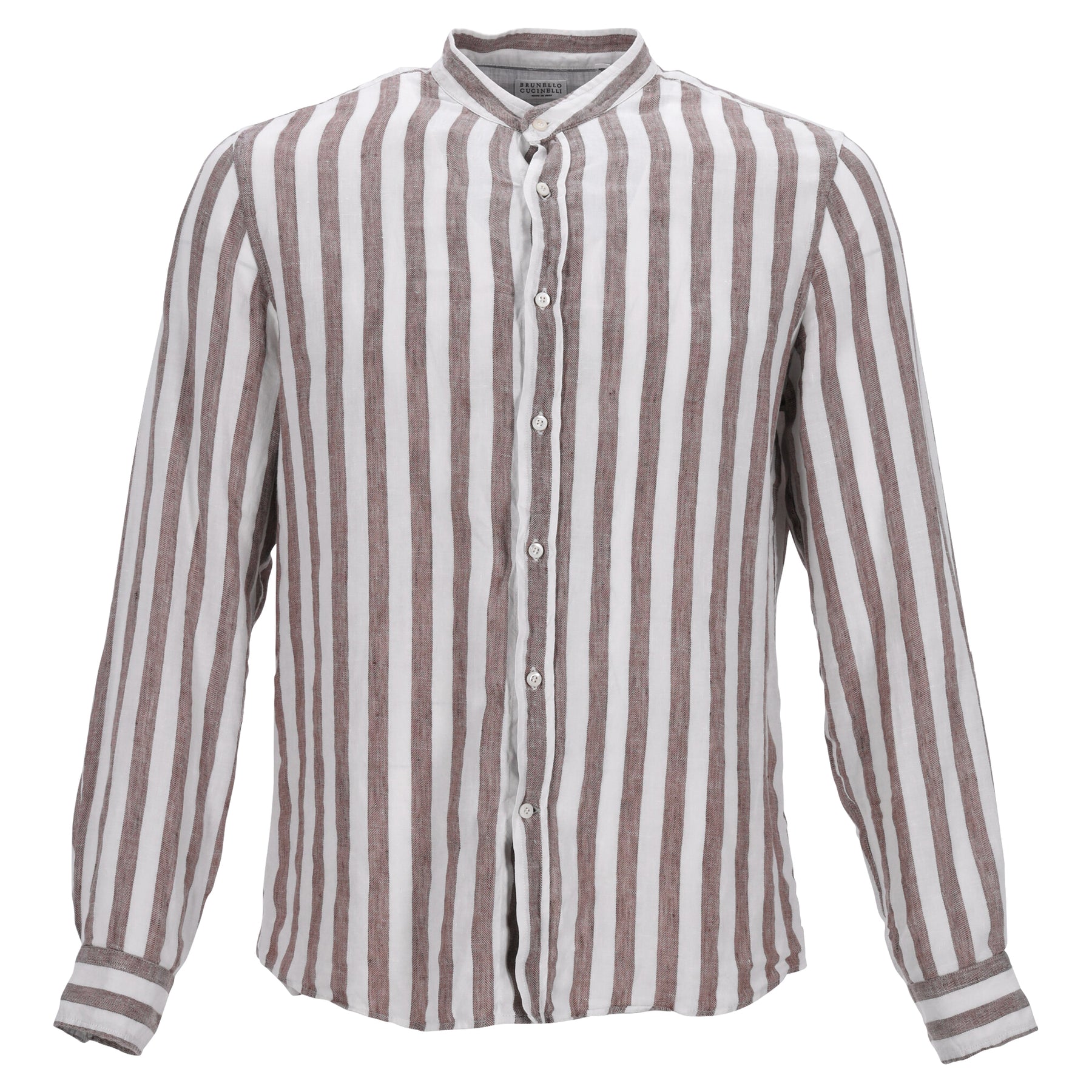 Brunello Cucinelli Striped Shirt in White Linen 7748700995644