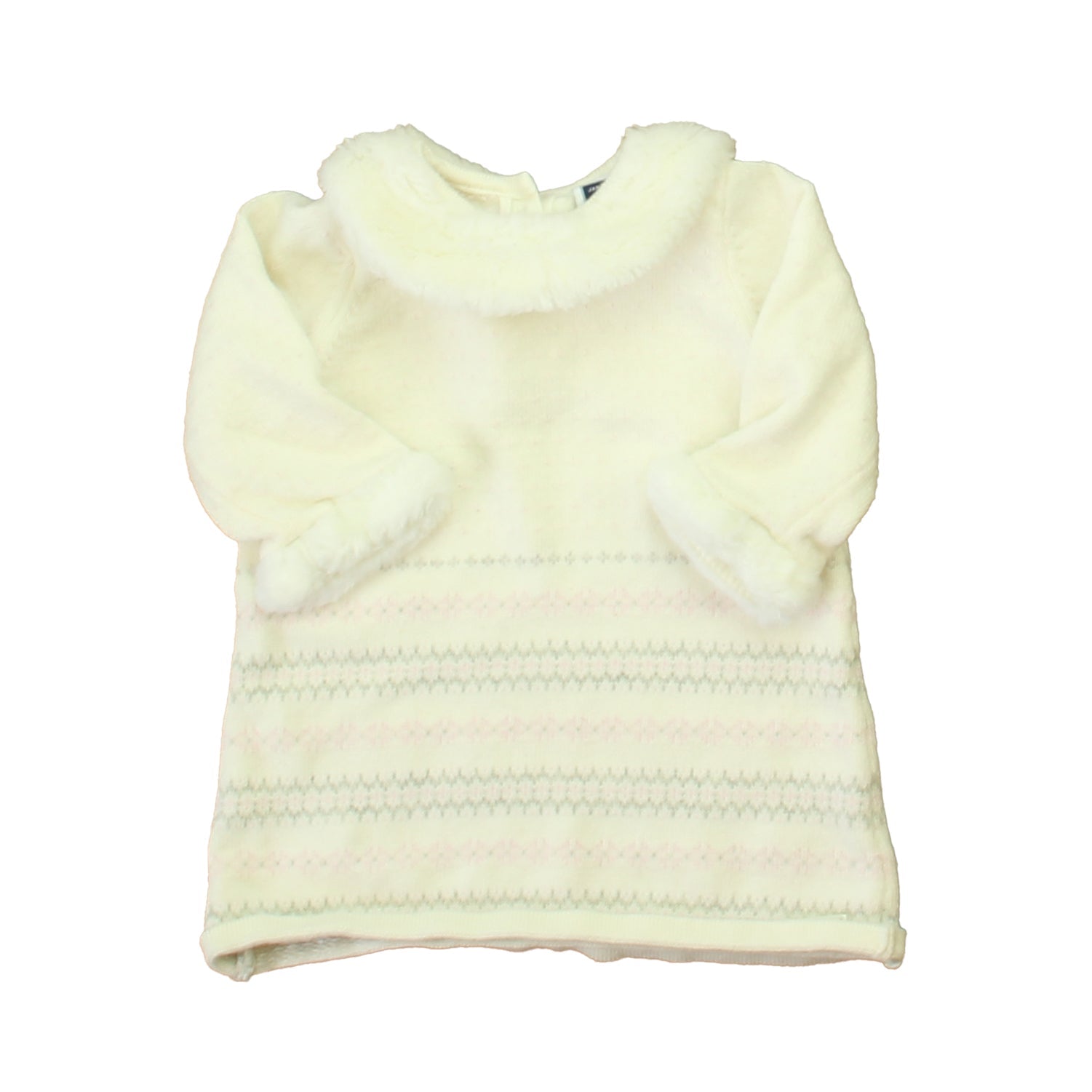 Janie and Jack Girls Ivory | Pink | Gray Sweater Dress 7805838196796